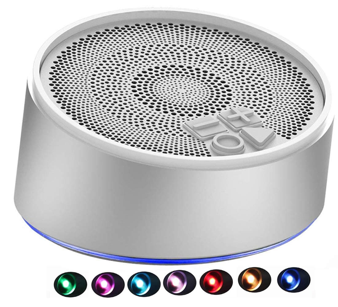 AILINA Portable Bluetooth Speaker with Microphone Colorful LED Light for iPhone, Smartphones, Tablets, Laptops and Computers Sliver