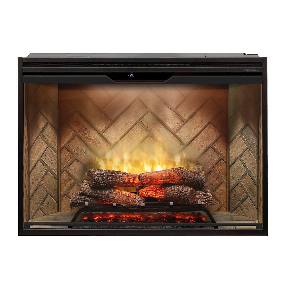 Dimplex Revillusion® 42 Inch Built-in Electric Firebox - Herringbone Brick Background - Includes Realistic Faux Logset, Front Glass Panel, Firebox, and Plug Kit