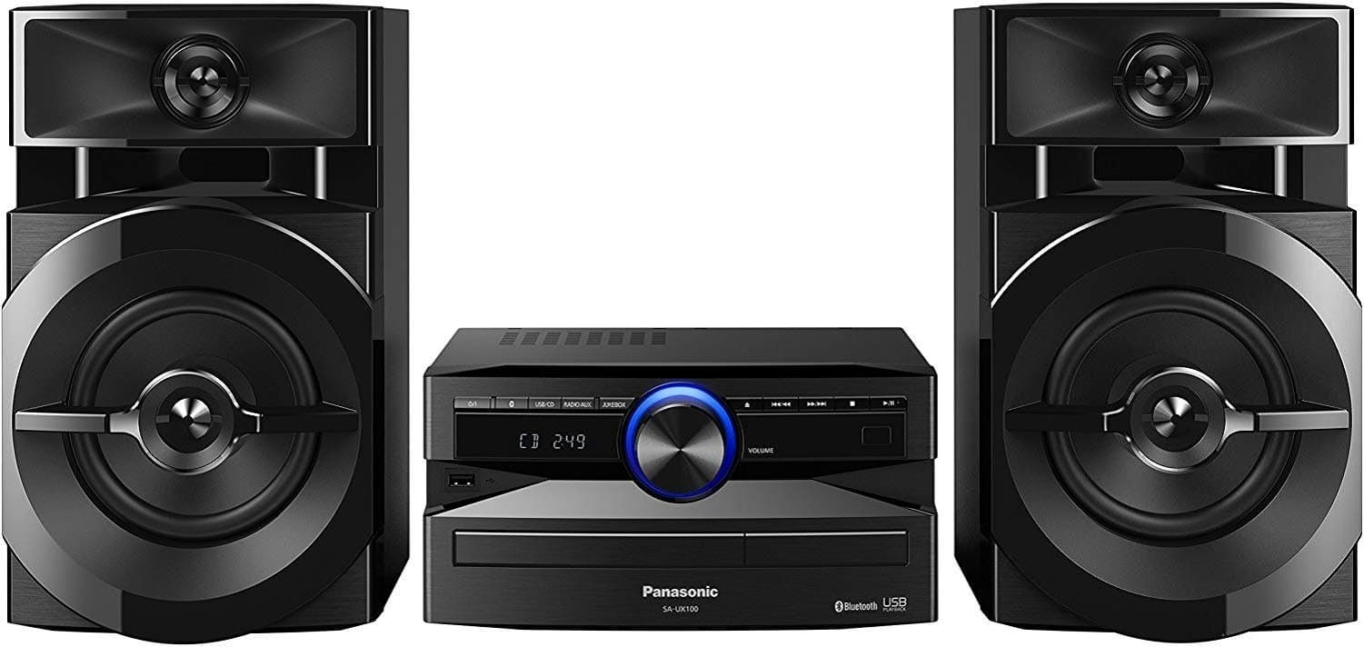 SC-UX100E-K Black 300W Mini Hi-Fi System with Bluetooth, USB, CD Player, FM Radio, Manual EQ