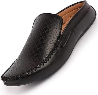 FAUSTOMens Perforated Stylish Driving Moccasins | Half Shoes for Office & Outings | Driving Loafers | Casual and Formal Mules | Soft Cushioned Insole