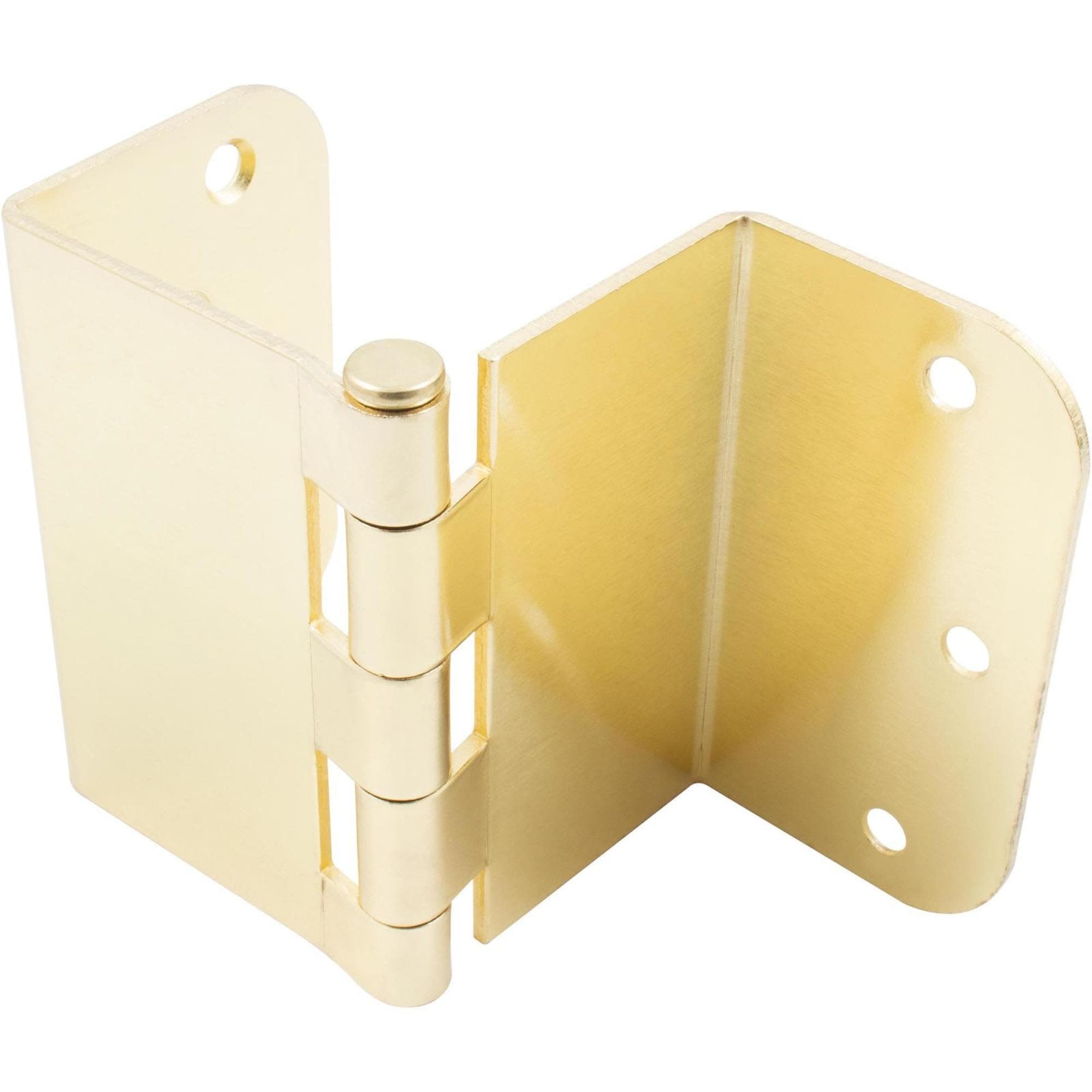 Stone Harbor Hardware Swing Clear Offset Hinge, 3-1/2 Inches, 5/8" Radius Corner, Fits Doors 1-3/8" to 1-3/4" Thick, 2-Pack, Polished Brass