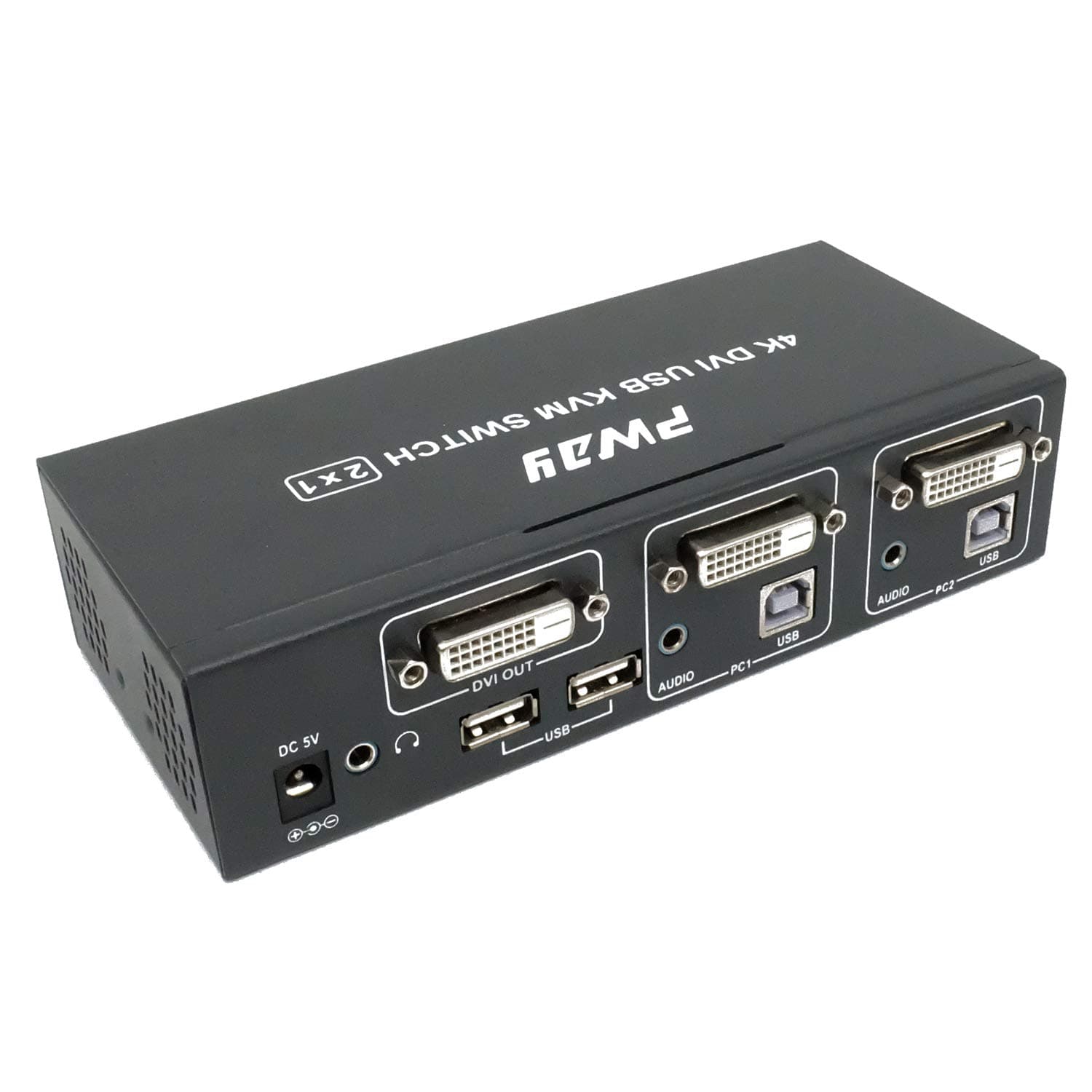PW-SD0201K KVM Switch DVI 2 Port with Cable Kit and Supports 1920 * 1200P@60Hz (4K*2K@30Hz) DVI1.0 Windows 2000/XP/7/10 Linux and Mac for PC Monitor Keyboard Mouse DVR NVR Nintendo Switch