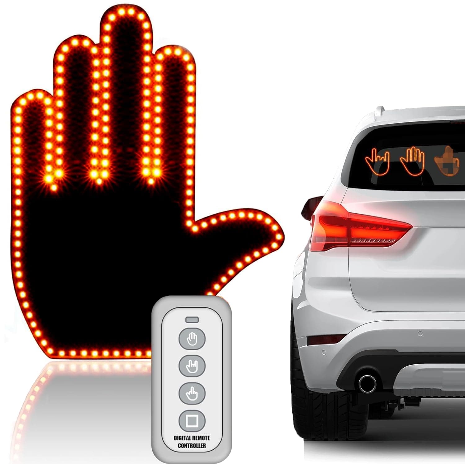 Pipihome Middle Finger LED Light for Car Back Window With Remote Control, Funny Gesture Light, Gadgets Accessories, Perfect Gifts for Men Women