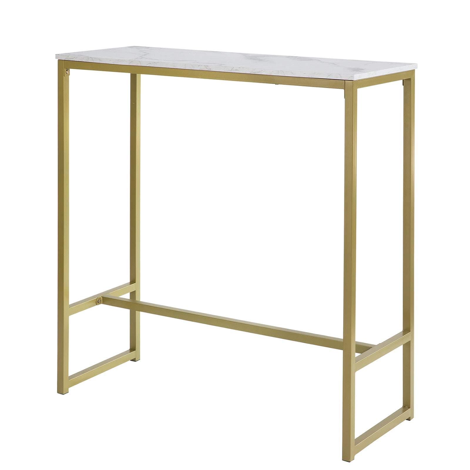 SoBuy FSB34-G Bar Table, Marble Effect High Bar Table, Dining Table, Kitchen Table, 100 x 40 x 106 cm, Gold.
