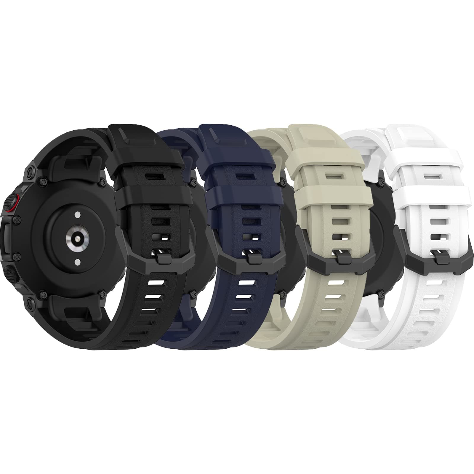 FitTurn 4 Pack Watch Band Compatible for Amazfit T-Rex 2 Wrist Strap, Soft Silicone Replacement Watch Band Adjustable Wristband for Huami Amazfit T-Rex 2 T-rex2 Watchband with Tools