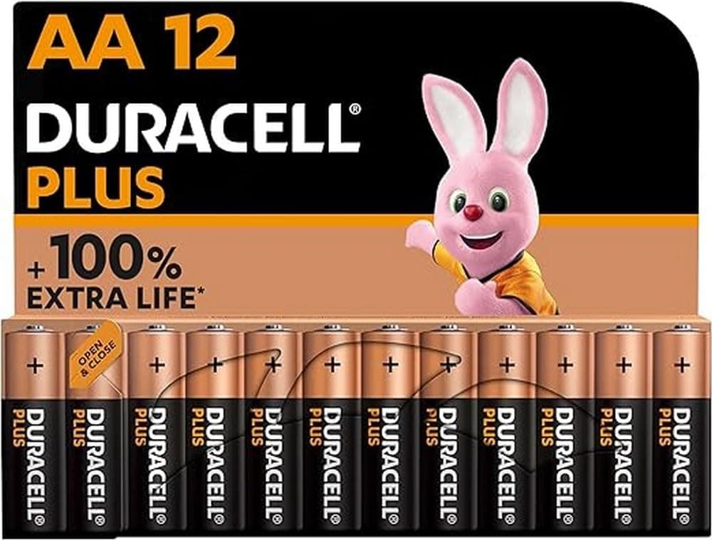 Plus AA Batteries (12 Pack) - Alkaline 1.5V - Up To 100% Extra Life - Reliability For Everyday Devices - 0% Plastic Packaging - 10-Year Storage - LR6 MN1500
