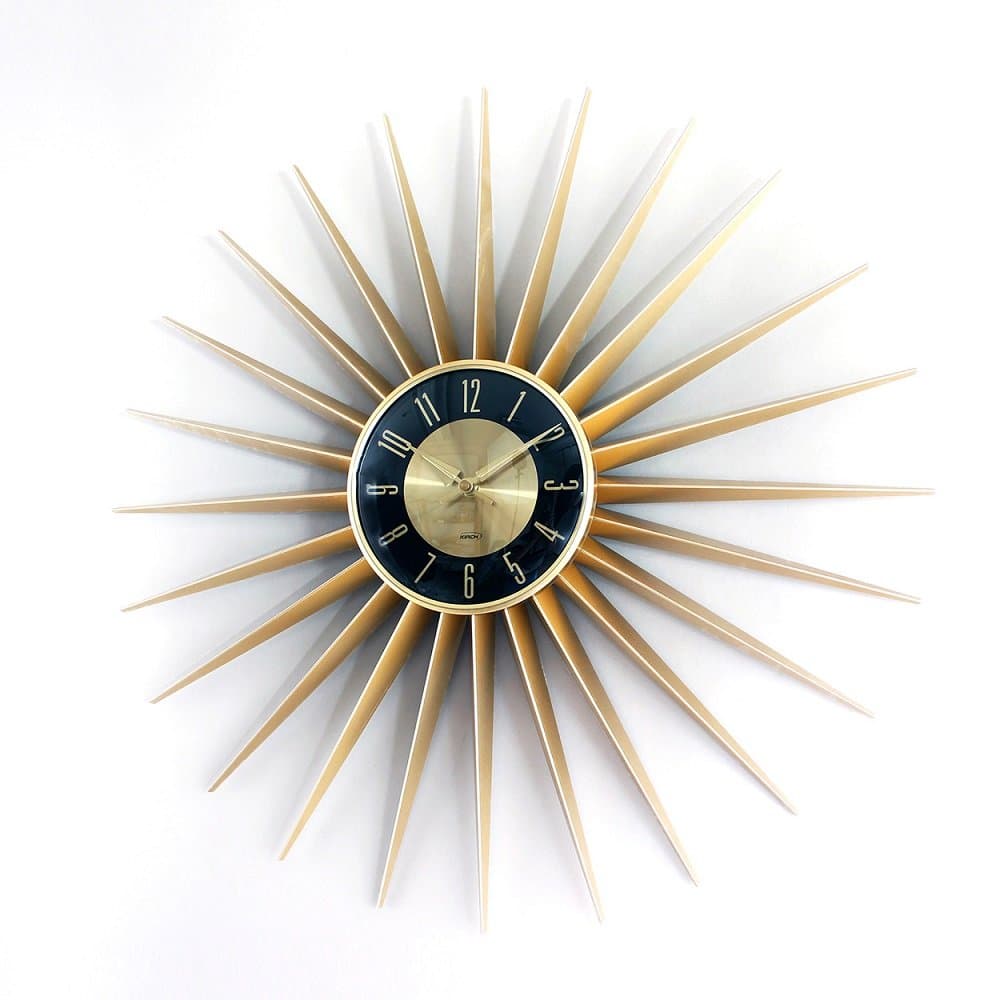 Radiating Sunburst Mid Century Modern Wall Clock