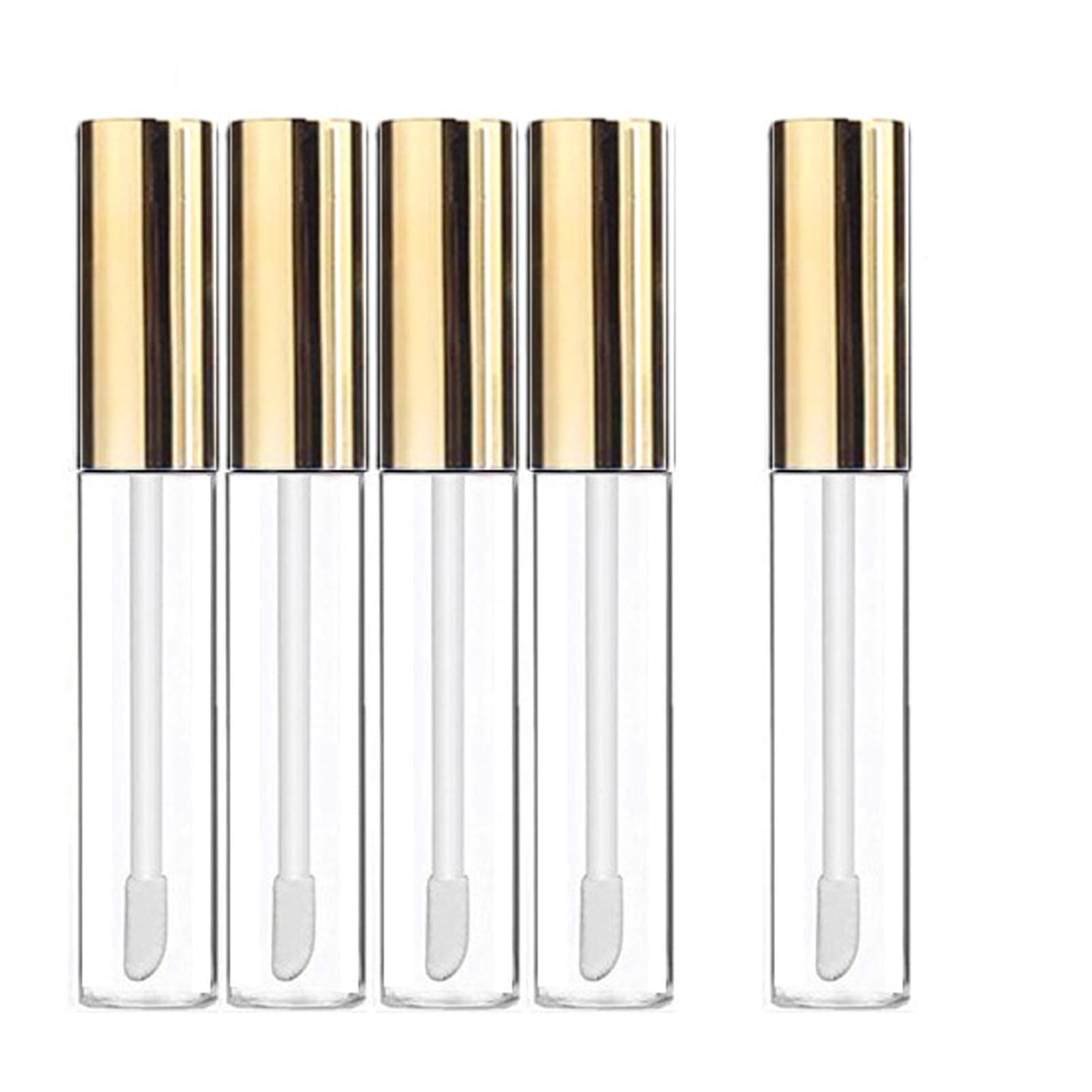 KEAIYYJ- Empty Lip Gloss Tubes with Wand, Lip Balm Containers, Gold 10ml 5 Pack