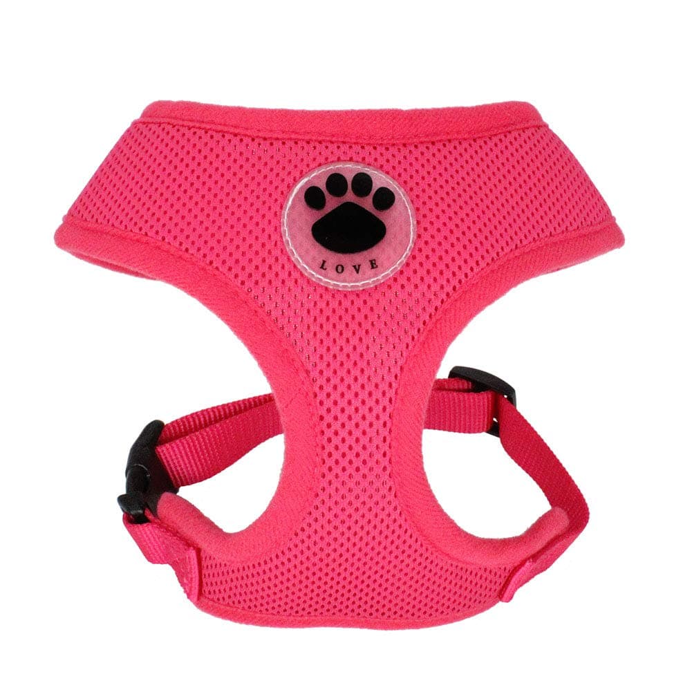 Soft Mesh Dog Harness No Pull Walking Comfort Padded Vest Harnesses Adjustable (L, Rose)