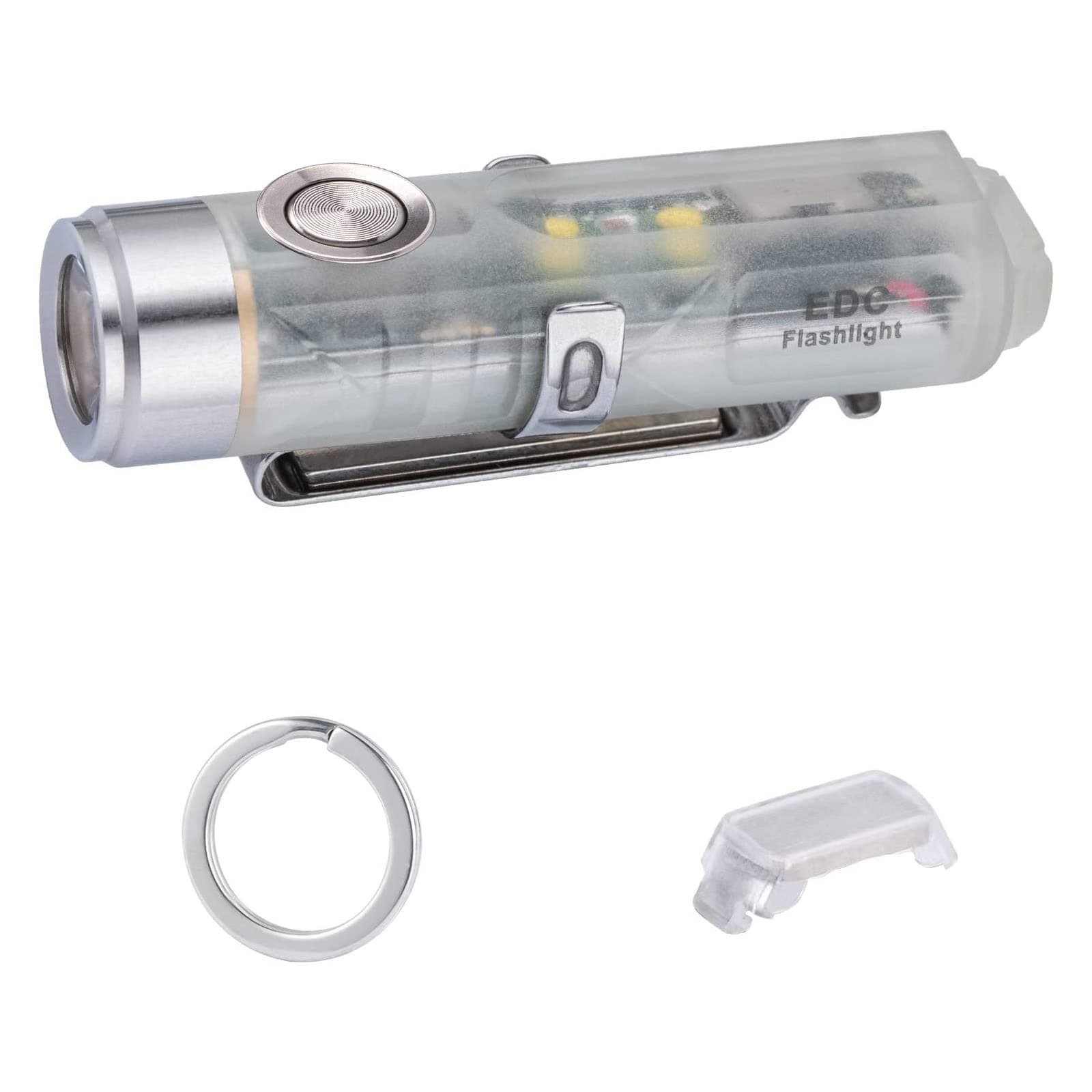 RovyVon Aurora A5 G4 Rechargeable Keychain Flashlight, USB C Charging, 5000K, 420 Lumens EDC Flashlight with Magnetic Pocket Clip and Base, Fluorescent, Red Signal/White Sidelight