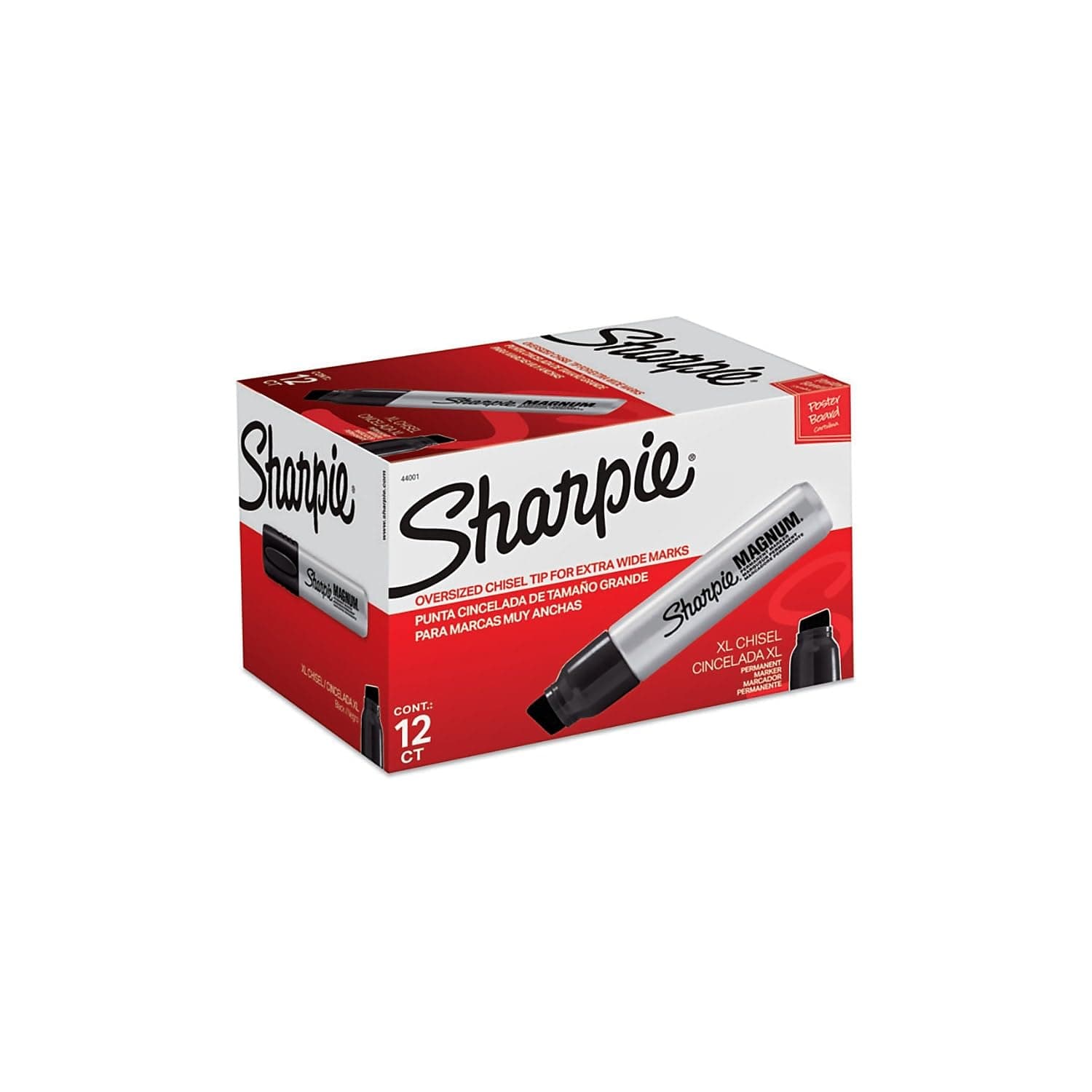 Sharpie Magnum Permanent Markers, Oversized Chisel Tip, Great for Poster Boards, Black, 12 Count