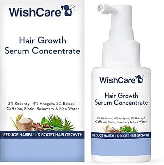 WishCare Hair Growth Serum Concentrate | Redensyl, Anagain, Baicapil, Rosemary, Caffeine, Biotin & Rice Water | Controls Hairfall & Boosts New Growth | In-Vivo Tested | For Men & Women | 30ml