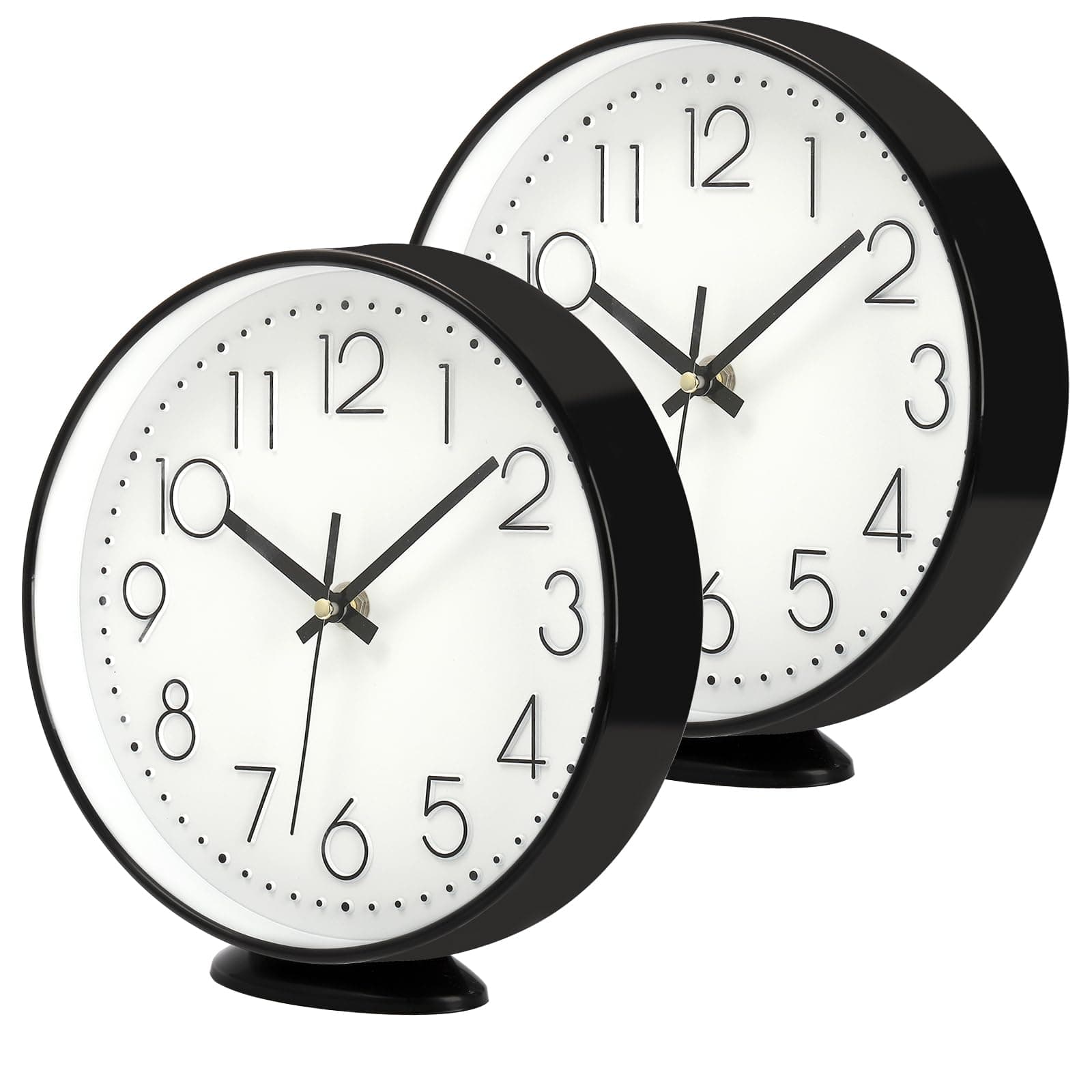Coloch 2 Pack Table Clock on Stand, 8 Inch Vintage Silent Non-Ticking Wall Clock Decorative Battery Operated Quartz Analog Clocks for Desk, Table, Office, Study, Kitchen, Living Room, Bedroom, School
