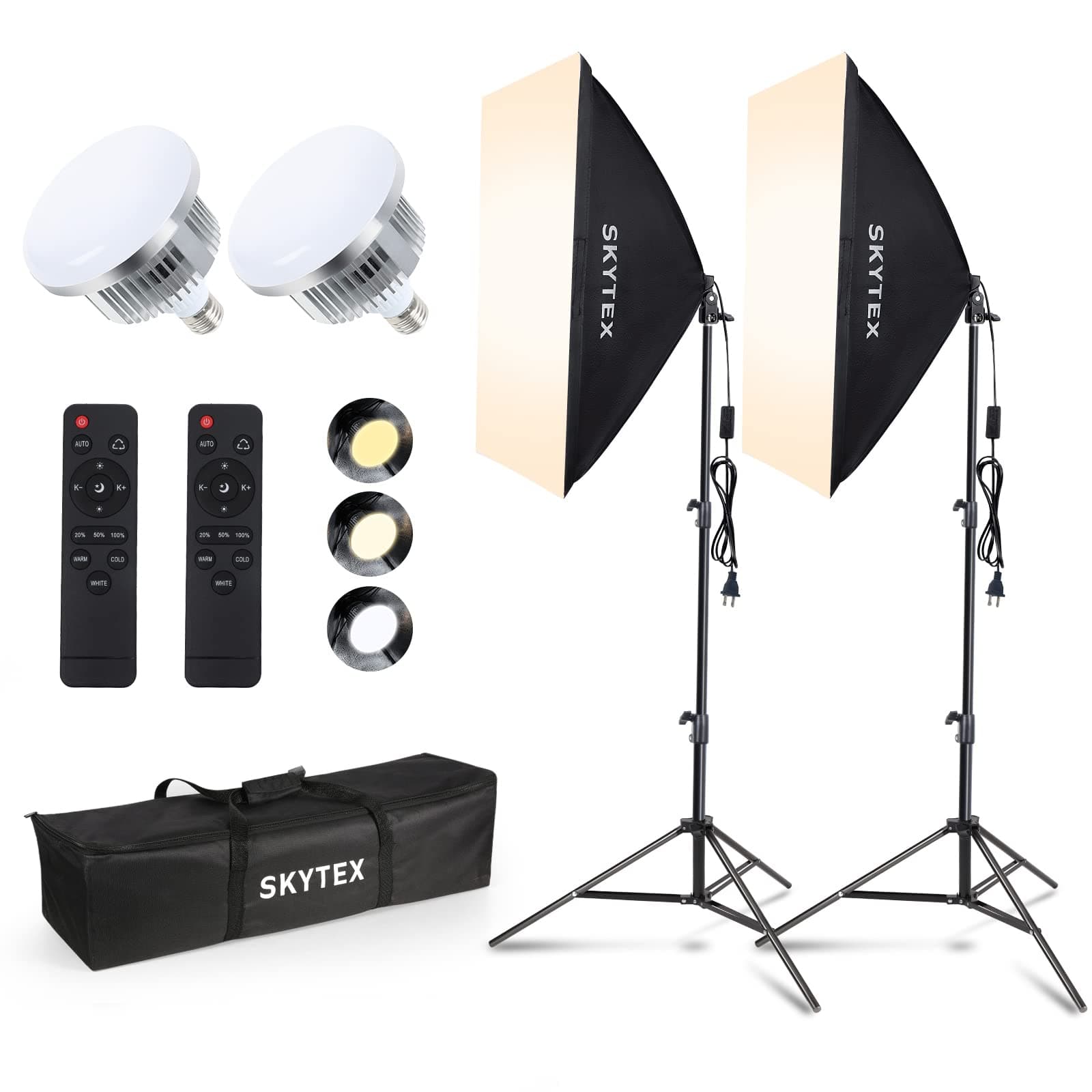 Softbox Lighting Kit(2Pack), 20x28in Soft Box | 85W 2700-6400K E27 LED Bulb Continuous Photography Lighting, Photo Studio Lights Equipment for Camera Shooting, Video Recording
