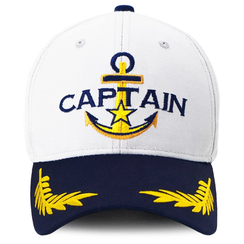 Captain Hat & First Mate | Matching Skipper Boating Baseball Caps | Nautical Marine Sailor Navy Hats