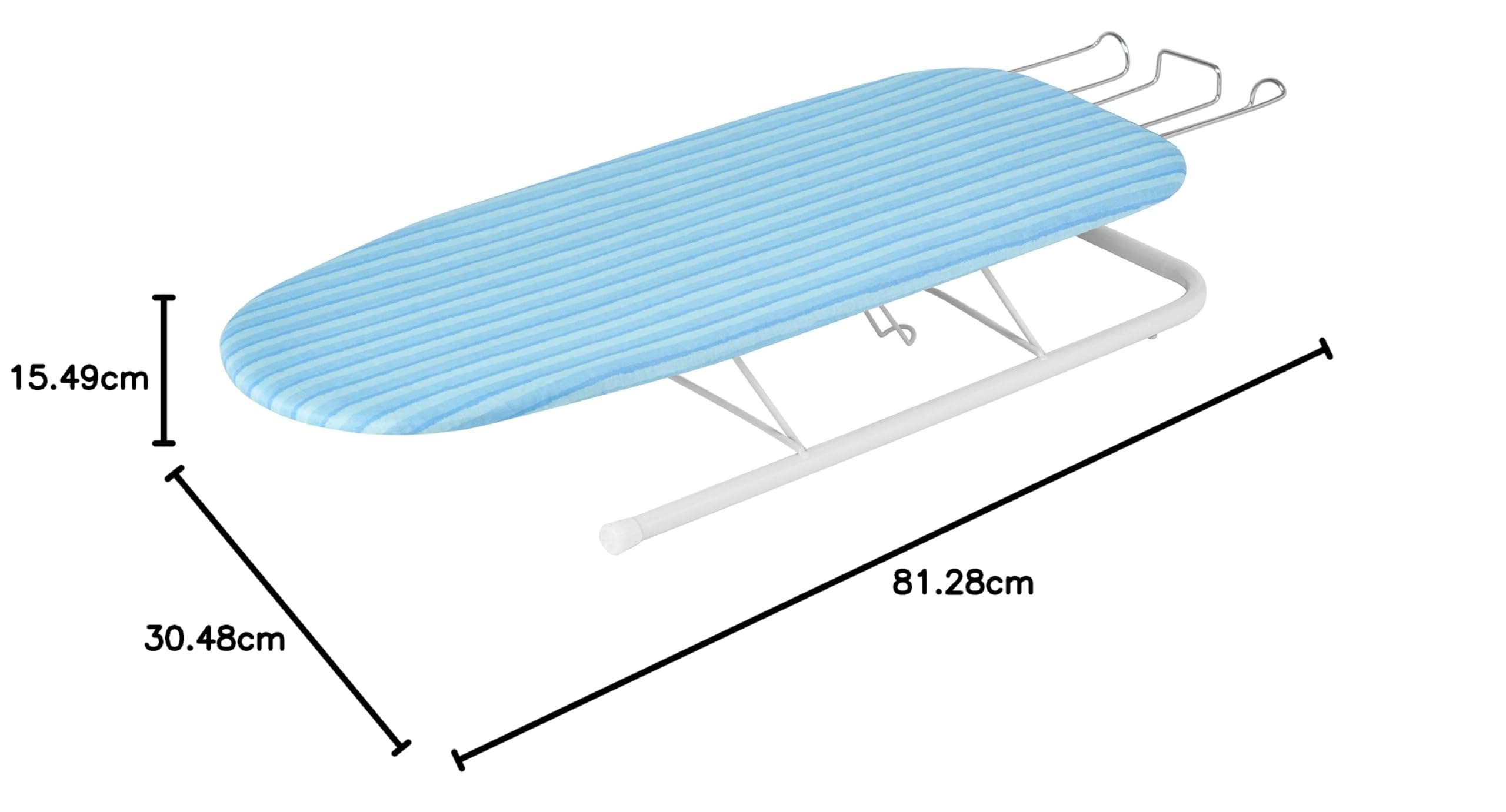 Honey-Can-Do Tabletop Ironing Board with Retractable Iron Rest, Aqua Stripe