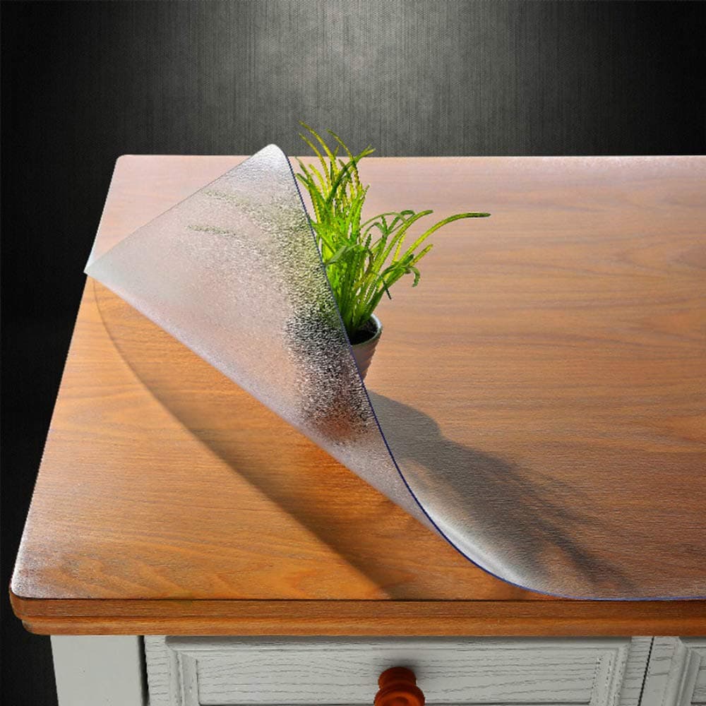 NECAUX Custom Multi-Size 1.5mm Thick Frosted PVC Table Cover Protector - 36 x 60 Inch Dining Room Table Rectangular Vinyl Non-Slip Desk Pad for 5 Foot Coffee Table/Writing Desk