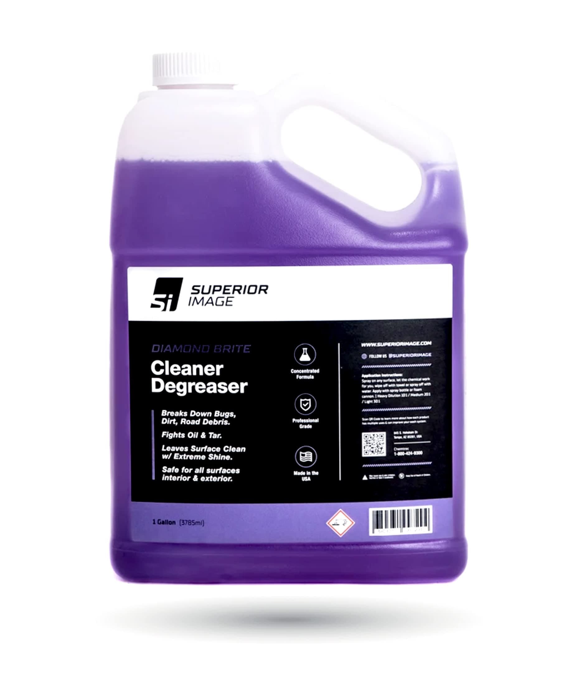 Superior Image Diamond Brite Cleaner Degreaser | Multi Surface Auto Degreaser | Non-Acidic Car Cleaner for Engine Bay, Exterior Trim & Plastics, Carpets, Seats & More | Fights Oils & Tar | 1 GAL