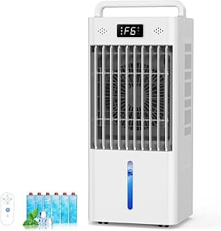Feculs Portable Windowless Air Conditioners, 3-IN-1 Swamp Cooler, Evaporative Air Cooler, 6 Speeds & 3 Modes, 3-Gal Water Tank for Cooling, 20 FT/S Remote Control, Portable Air Cooler for Indoors