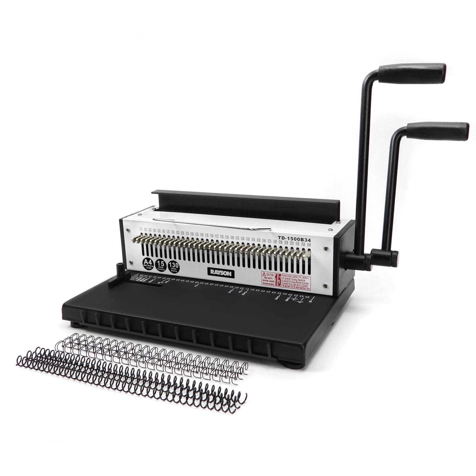 – RAYSON Wire Binding Machine, 34-Hole, Binds 130 Sheets, 3:1 Pitch, A4, TD-1500B34