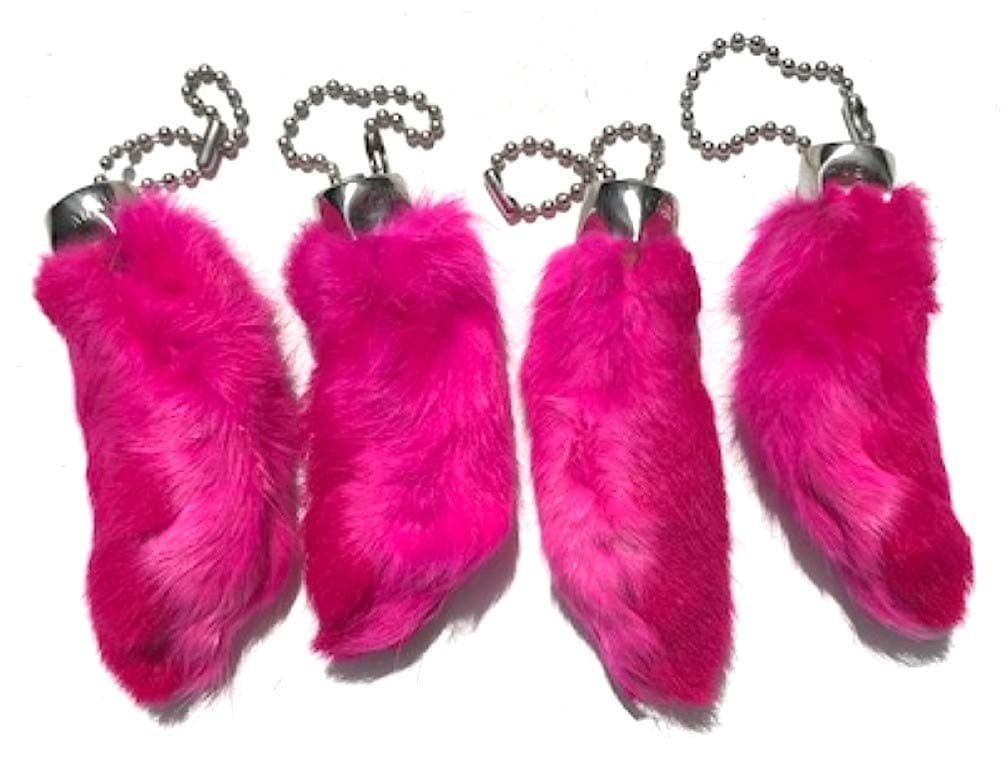 Rabbit Rabbits Foot Keychain Pink 4 Pieces