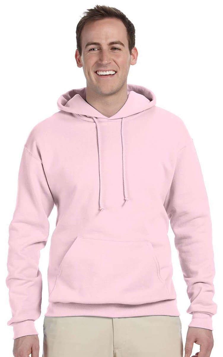 Jerzees Men's NuBlend Hooded Pullover Sweatshirt, Classic Pink, Small