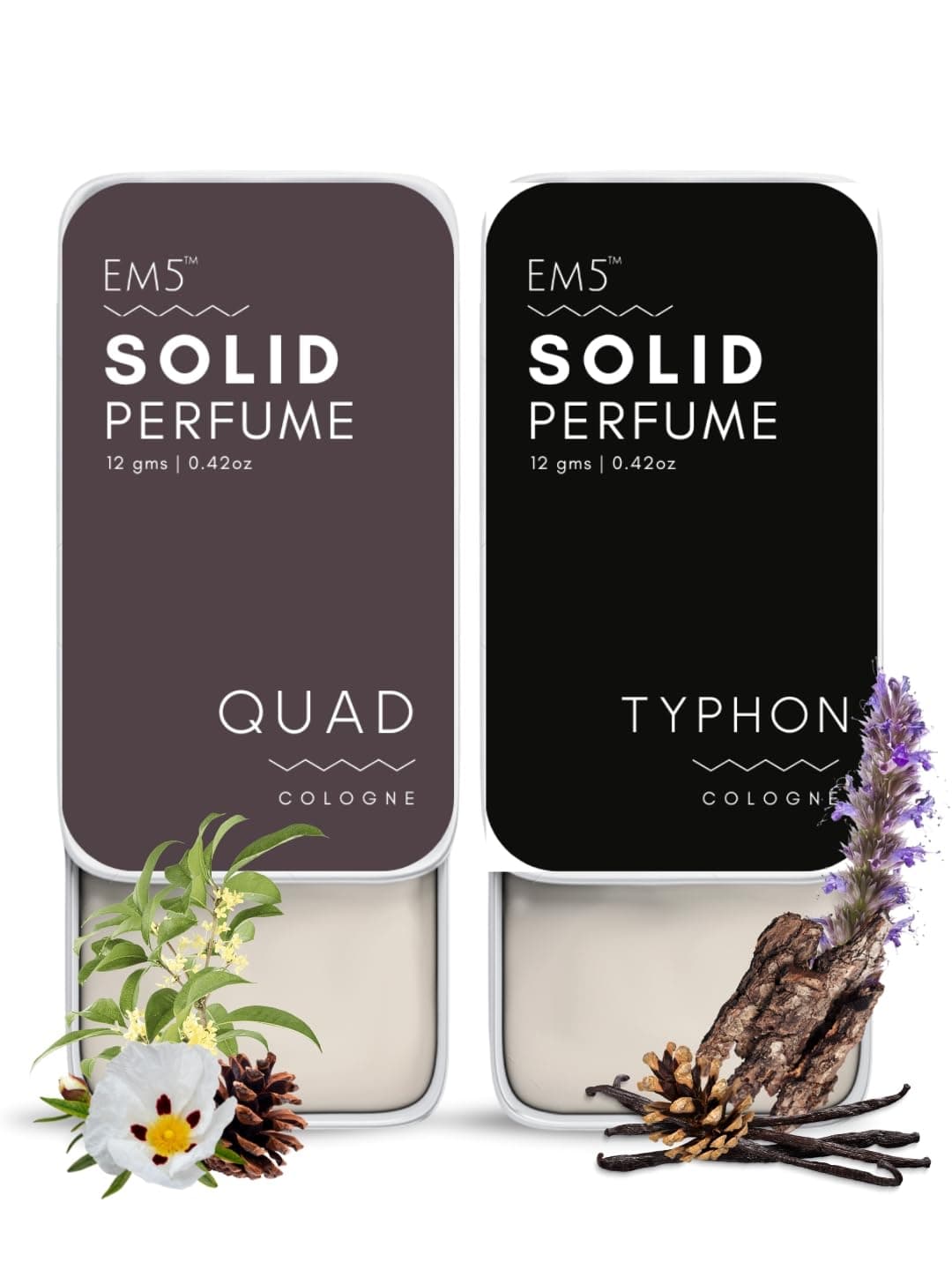 Pack of 2 Quad & Typhon Solid Perfumes | Alcohol Free Cologne for Men & Women | Non-Greasy Wax Perfume | Strong & Lasting Fragrance | Gifting Set for Him & Her
