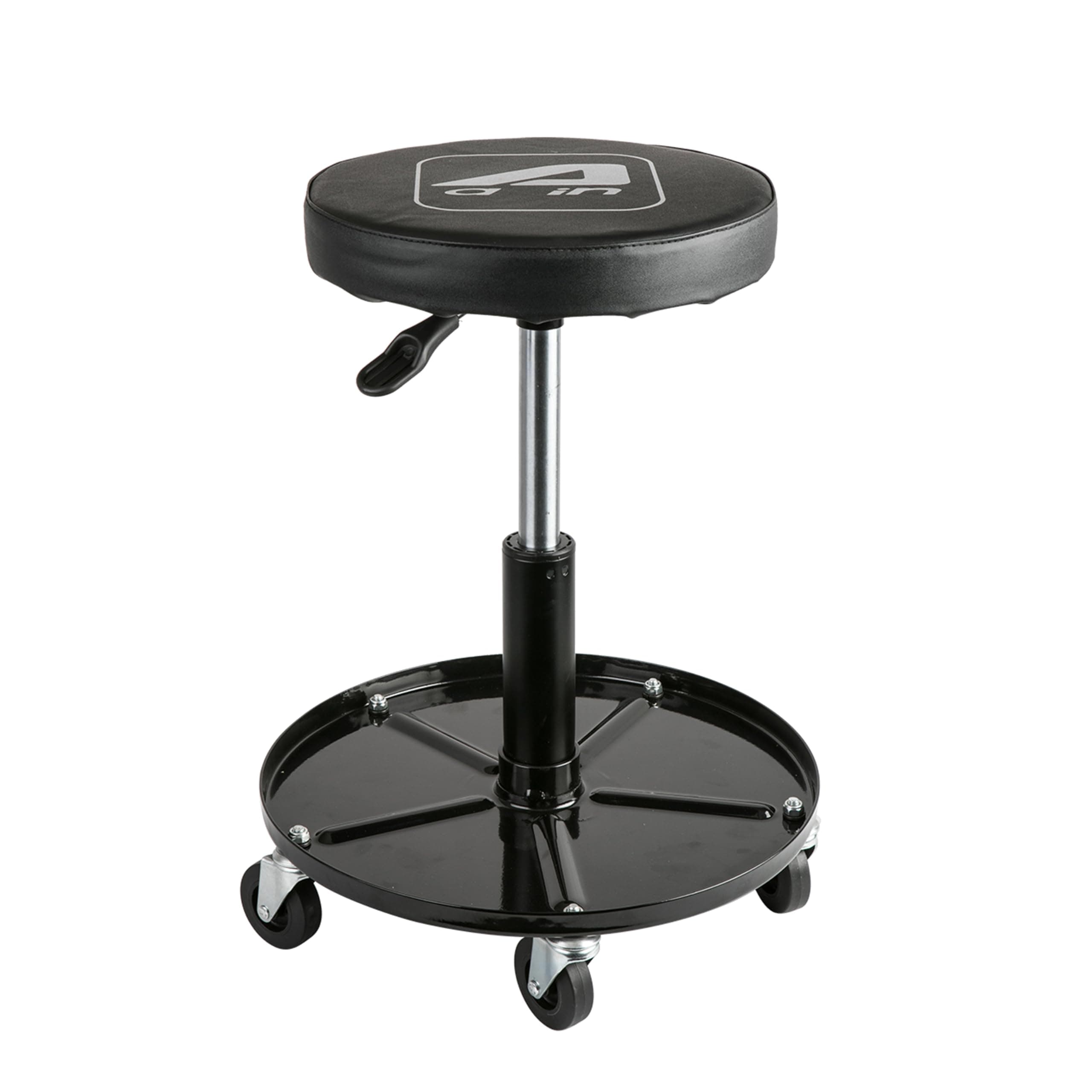 A A IN LT2A Heavy-Duty Adjustable Mechanic's Roller Seat Adjustable Rolling Stool with Wheels & Tool Tray Black