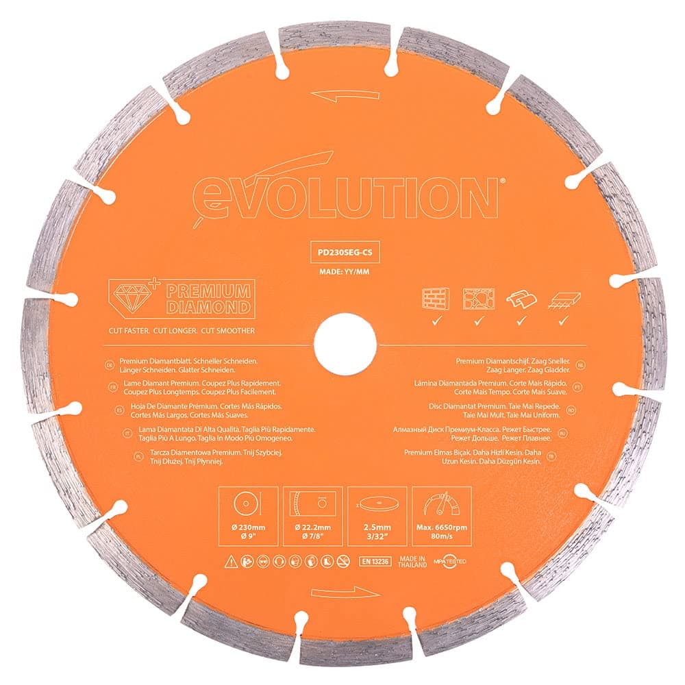 9 Inch Diamond Blade with Segmented Edge, 7/8 in Bore, Concrete, Stone, Brick Cutting Diamond Blade, Black