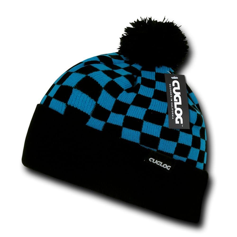 K019 Changbai, Checker Beanies-Teal/Black