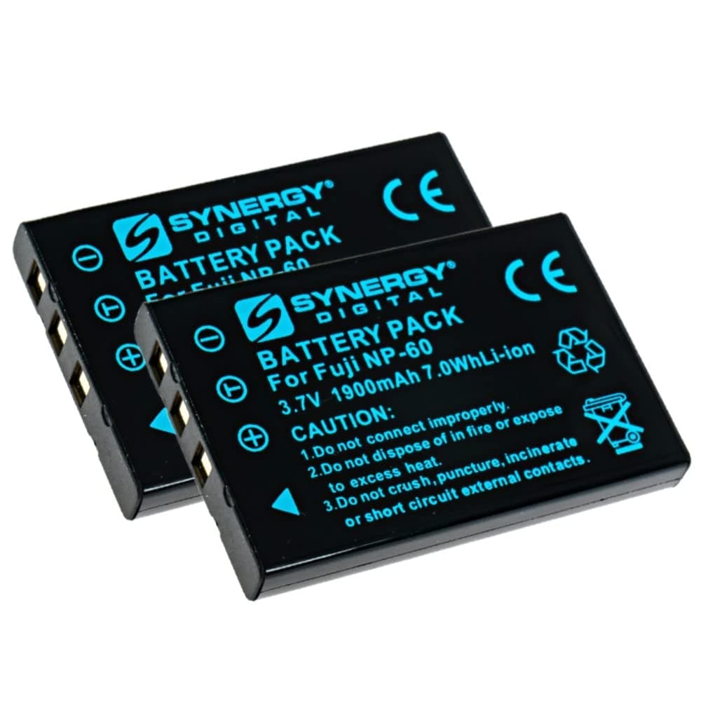 Synergy Digital Camera Batteries, Compatible with Creative NP-60 Digital Camera, (Li-ion, 3.7V, 1050mAh), Replacement for Casio NP-30 Battery, Combo-Pack Includes: 2 x SDCAM-L8804 Batteries