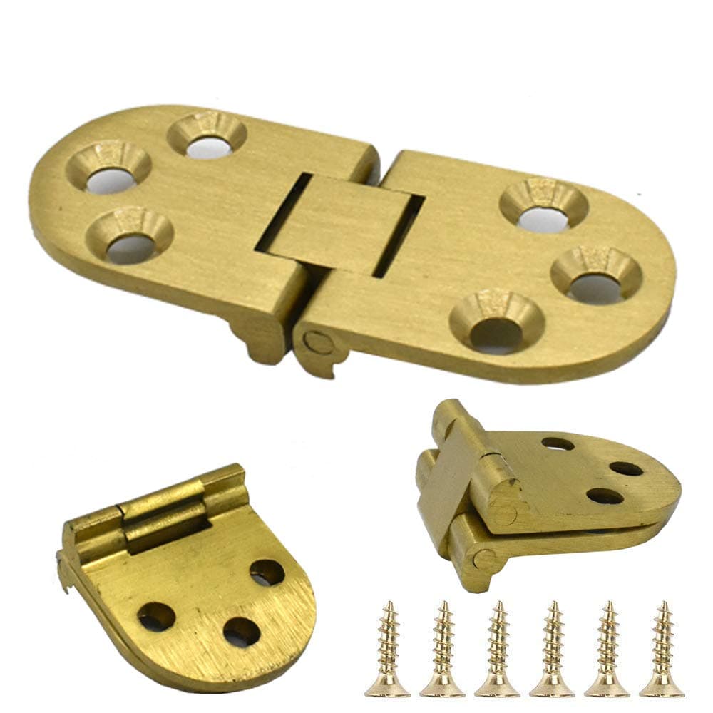 4 Pcs Round Edge Hinge Brass Butler Tray Hinge Round Edge 180 Degree for Butler Folding Tables Furniture Table with Screws