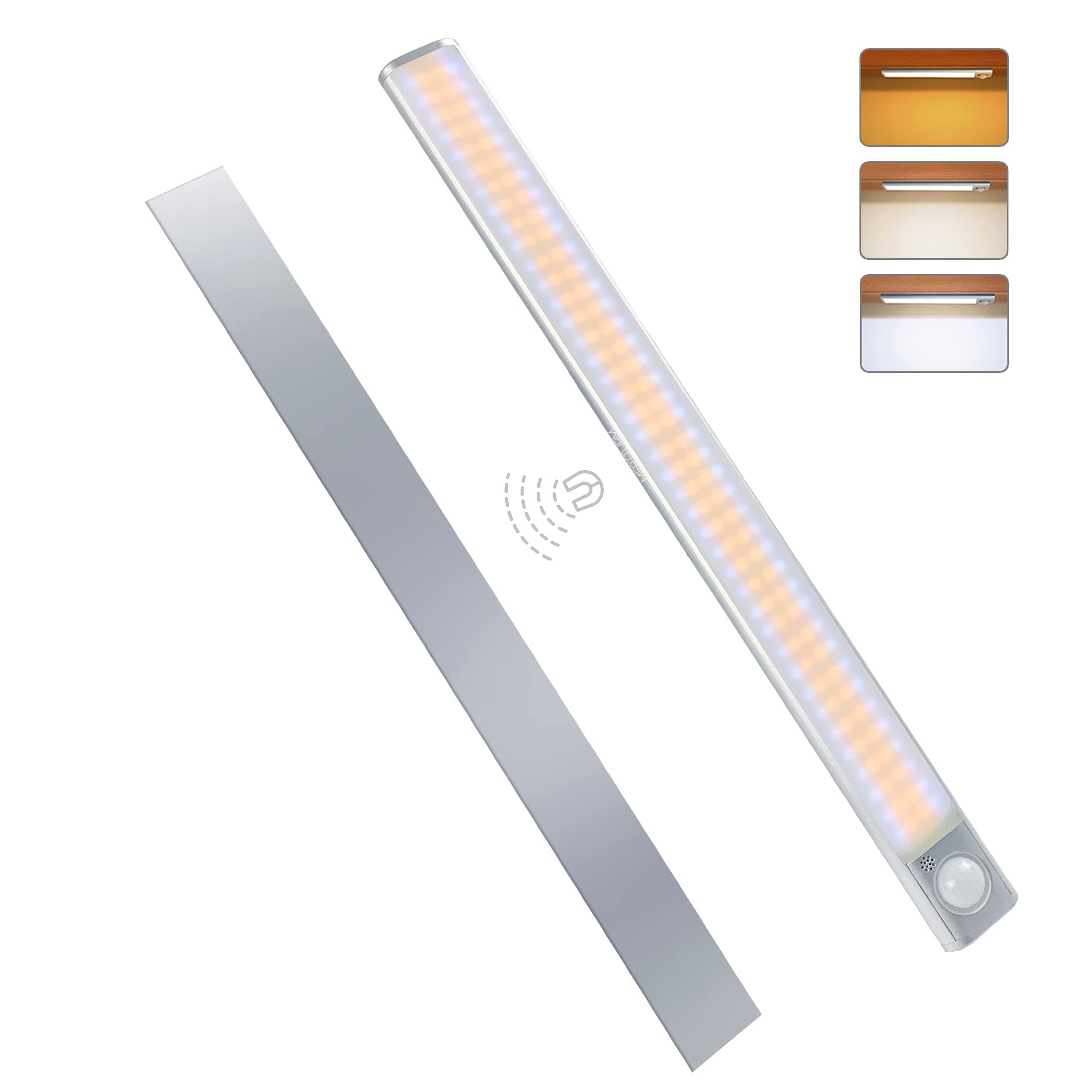 MERTTURM 160LED Rechargeable Under Cupboard Light, Wireless Motion Sensor Closet Lights, 1800mAh Battery with Stepless Dimming, Magnetic Install for Wardrobe, Cabinet, Besides, Kitchen