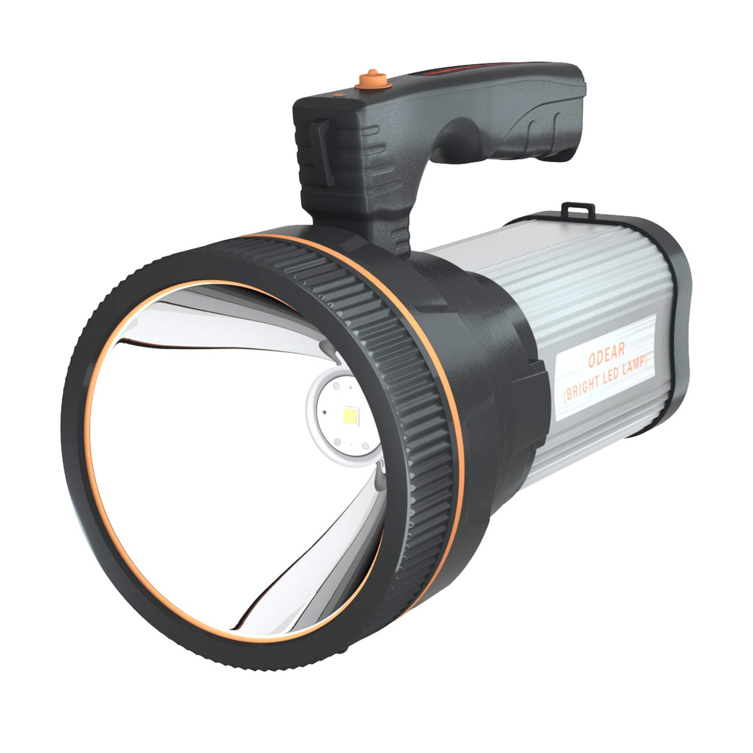 Odear Rechargeable LED Spotlight Handheld Portable searchlight Super Bright Flashlight Outdoor Torch Lantern with Power Bank for Camping Fishing Walk the Dog (Silver)