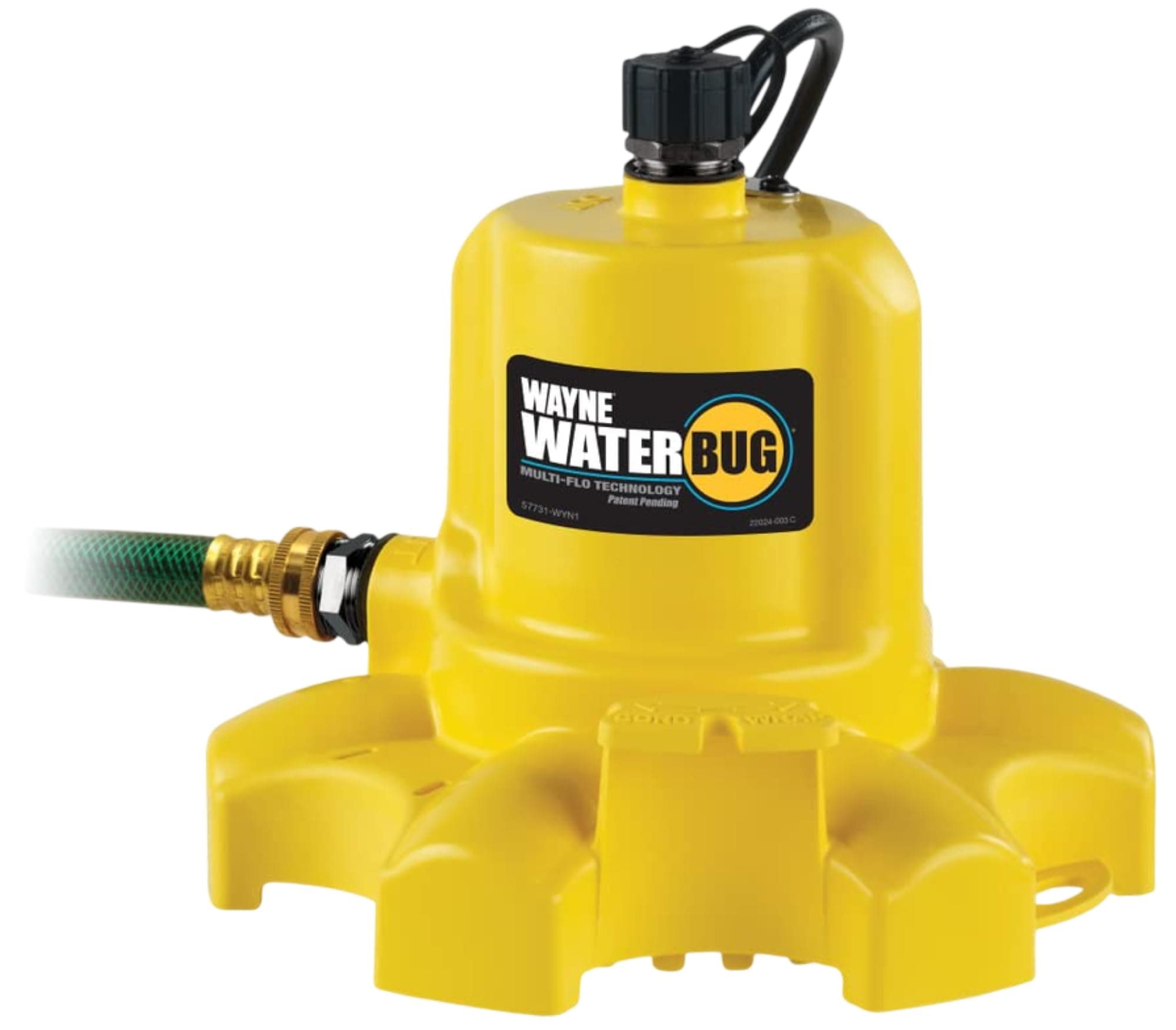 WAYNE - Waterbug 1/6 HP 1350 GPH Submersible Pump with Multi-Flo Technology - Water Removal and Transfer Pump, Yellow