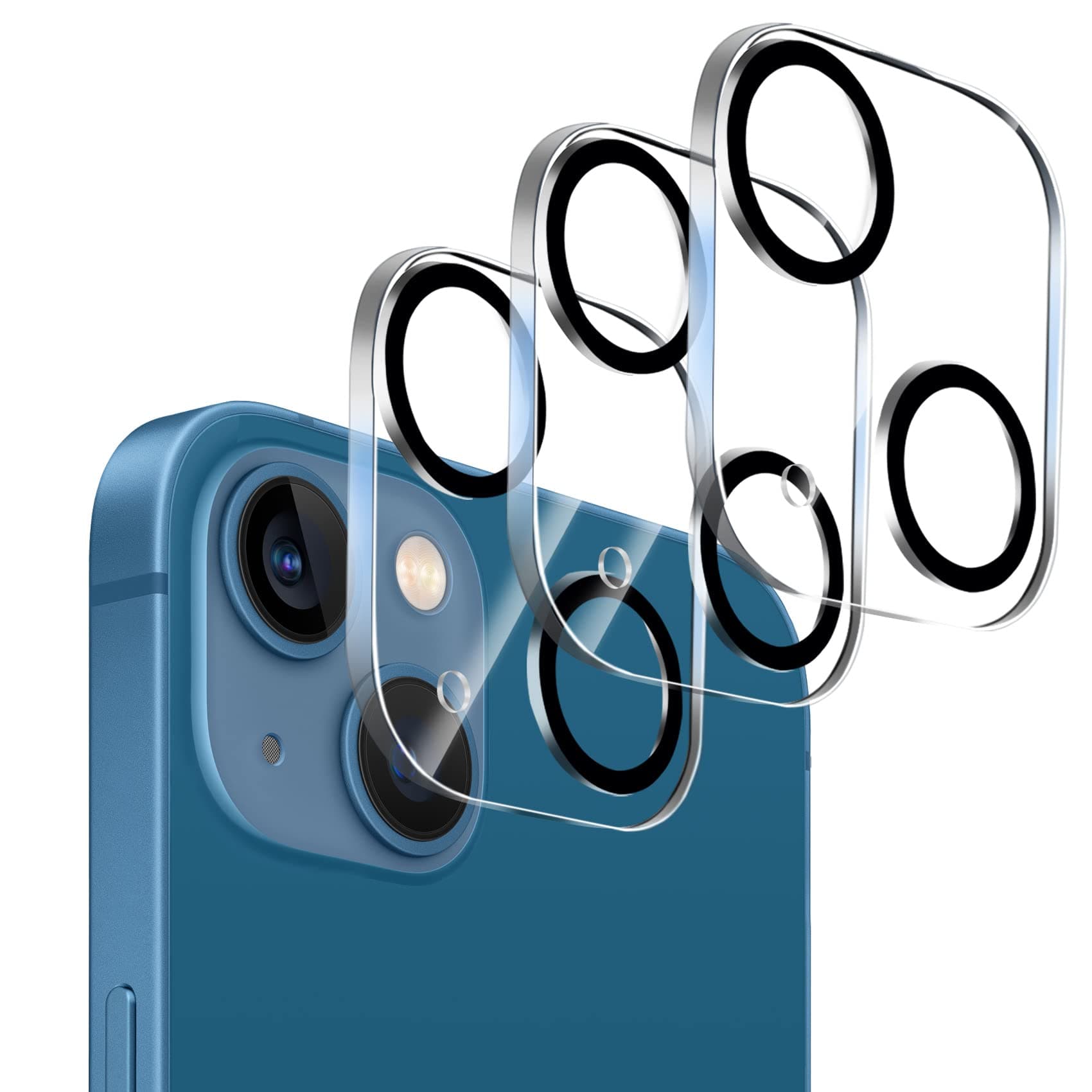 Dengduoduo 3 Pack Tempered Glass Camera Lens Protector for iPhone 13 6.1" & iPhone 13 Mini 5.4", Ultra HD, 9H Hardness, Anti-Scratch, Case Friendly, Easy to Install [No Affect on Night Shots]