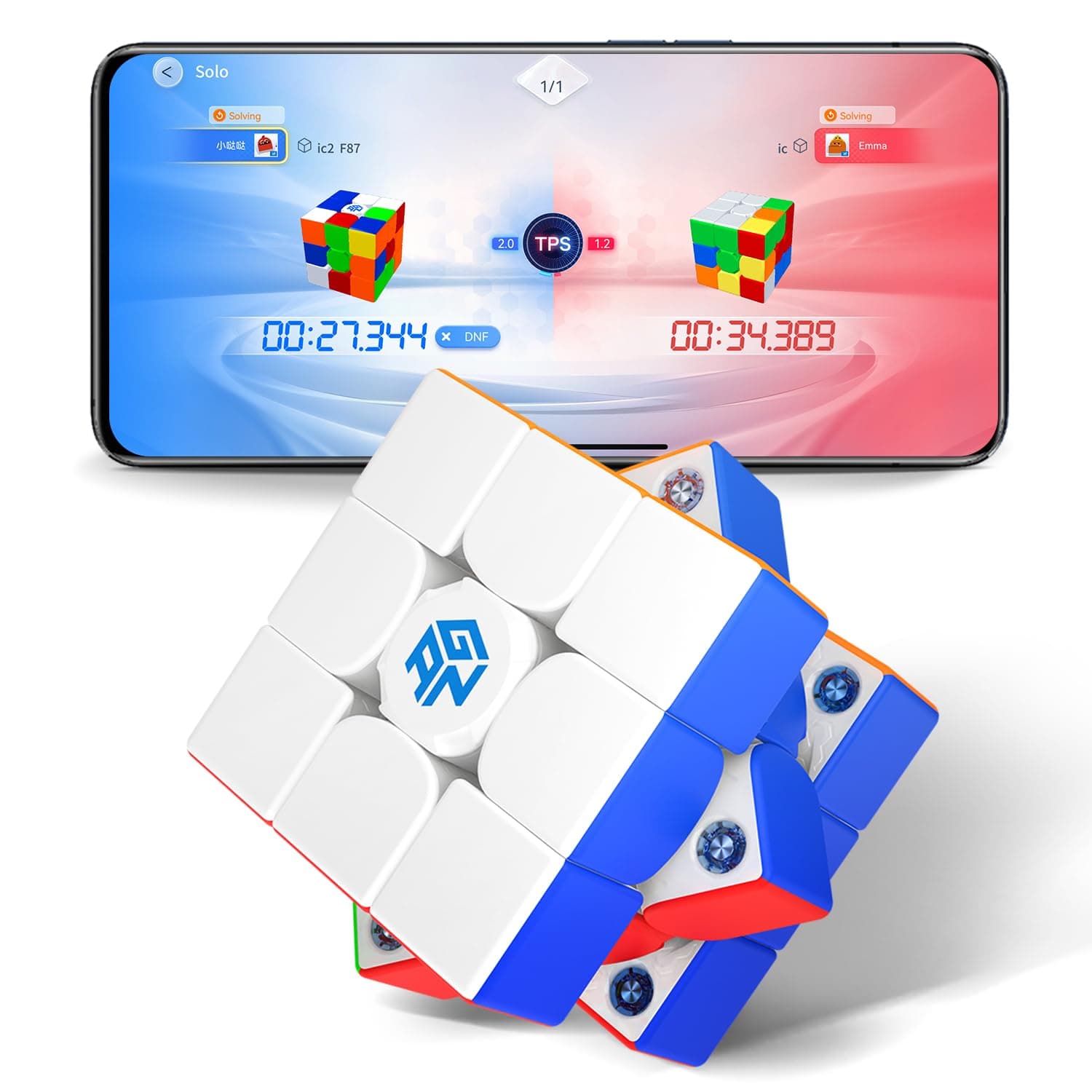 GAN356 i Carry2 Smart Cube, 3x3 Magnetic Speed Cube Magic Cube with 700 Hours Battery Life and Real-Time Tracking, Unlock Different Game Modes Online with App(Frost Coated)