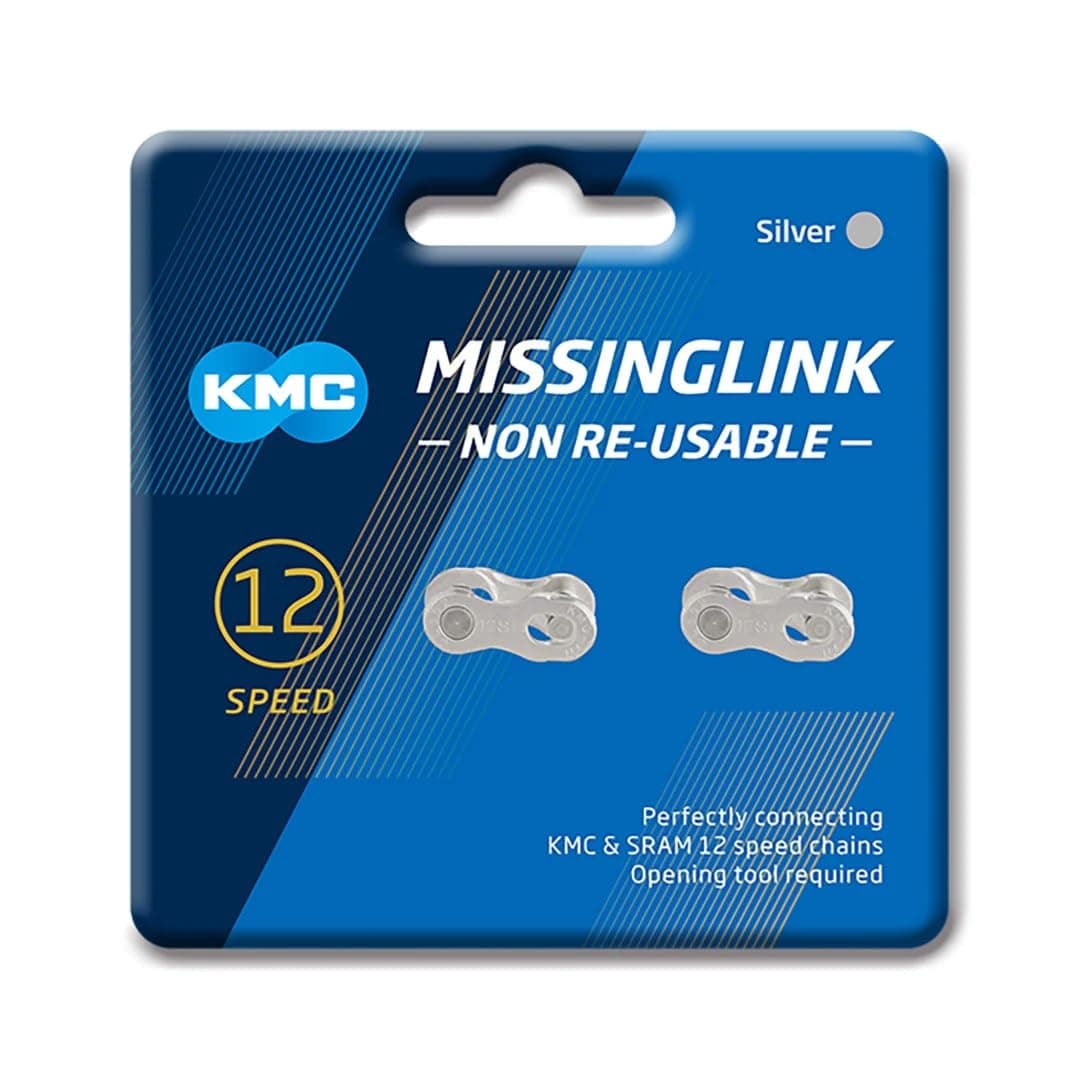 KMC Missing Link 12: for 12 Speed Chain, Silver, Perfectly Connecting KMC, SRAM, Shimano Chains, 2 Pack