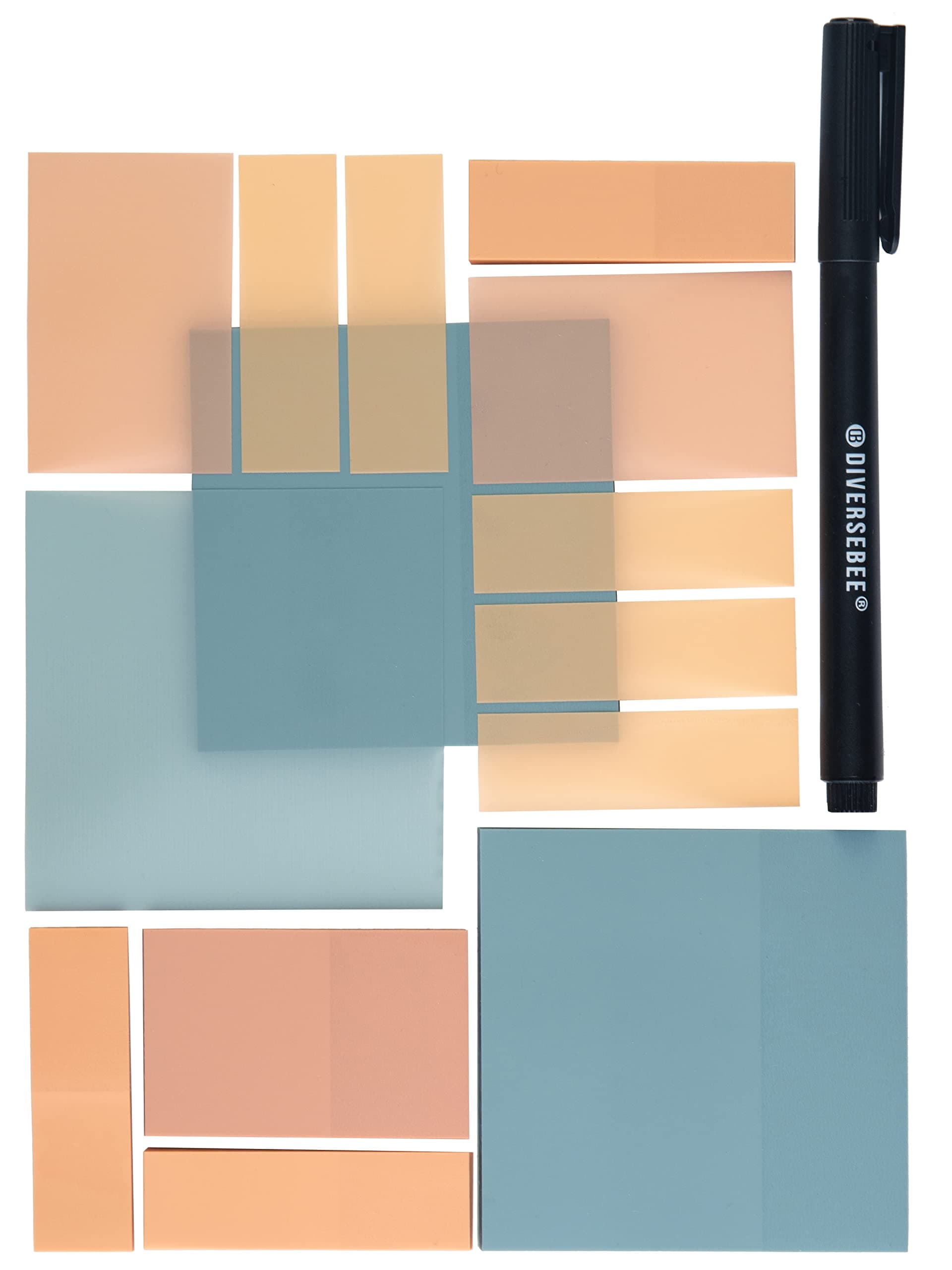 Transparent Sticky Notes (Includes Quick Dry Pen), Cute Clear Sticky Tabs, Translucent Page Flags Book Markers Stickers, Planner Accessories Bible Journaling Study Office Supplies (Candy)