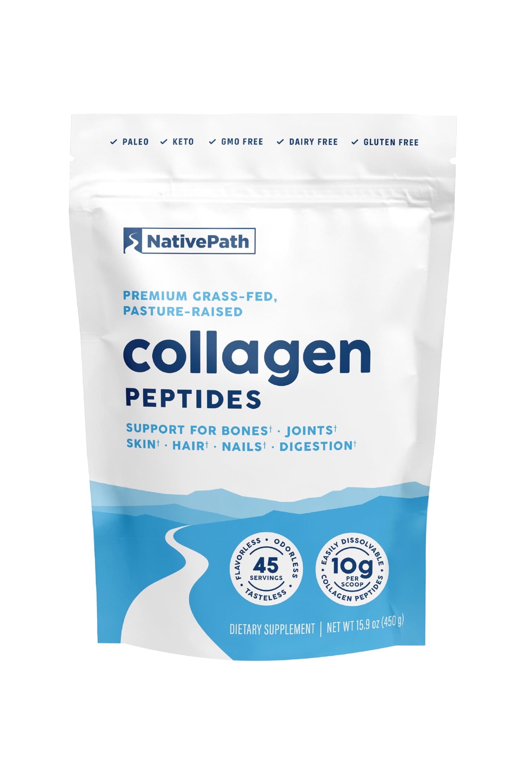 Collagen Peptides Protein - Hydrolyzed Type 1 & 3 Collagen Powder for Skin, Hair, Nails - 15.9 oz (45 Servings)