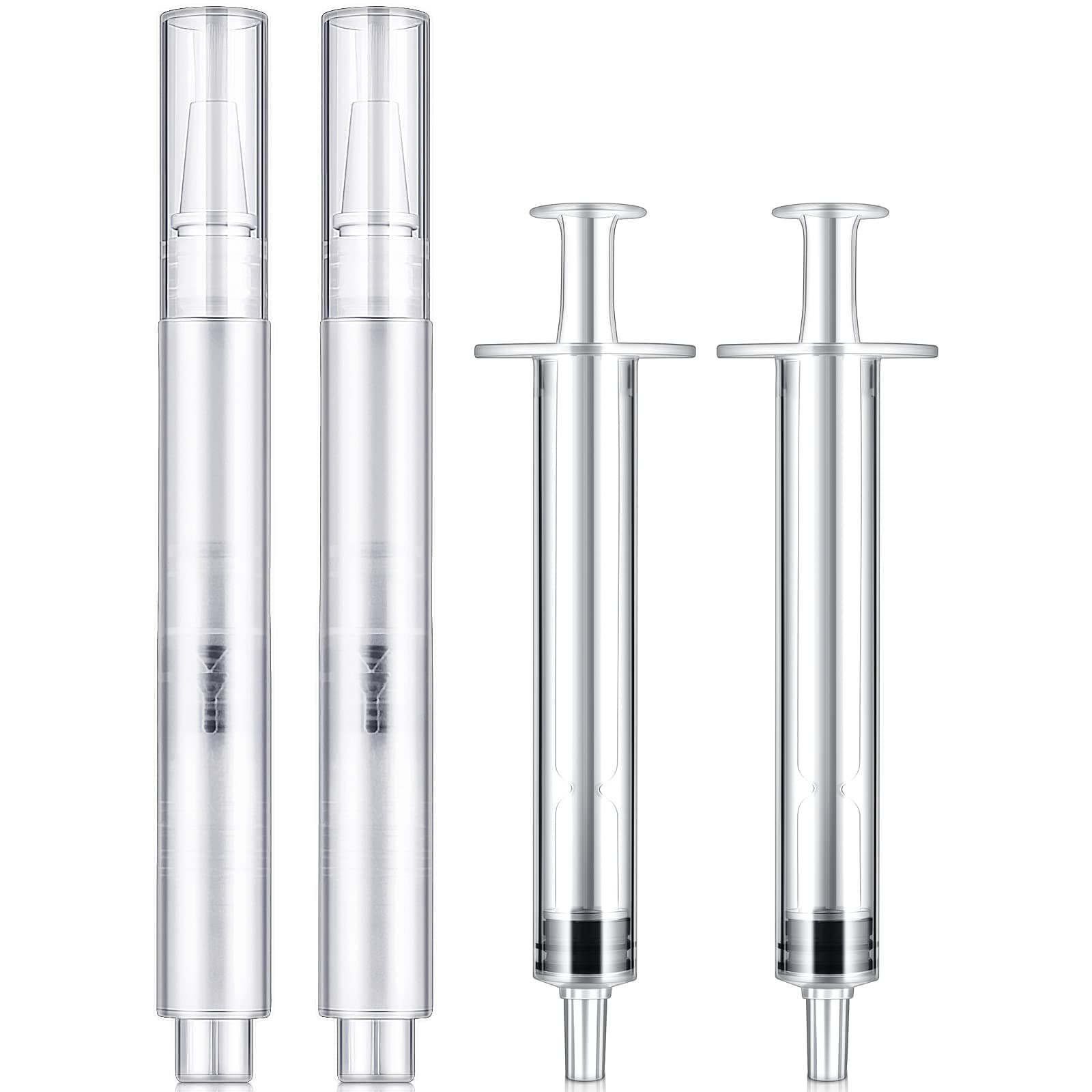 2 in 1 Pack Refillable Brush Touch Up Paint Pen Empty Oil Transparent Paint Pen for Touch Up Wall Cabinets Furniture Wood(4 Pieces,3 ml)