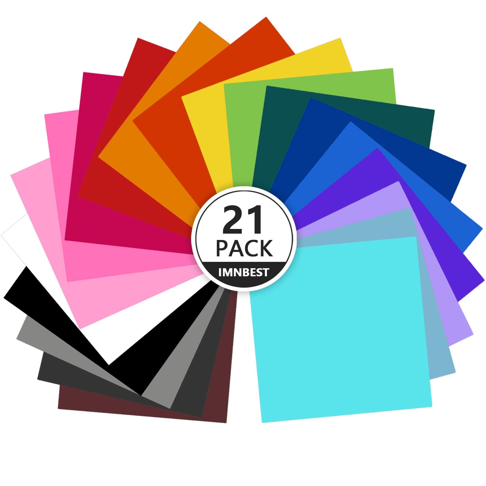 21Pack Permanent Self Adhesive Vinyl Sheets 12 x 12 inchs,21Assorted Color Sheets for Home Decor, Logo, Letters, Banners, Window Graphics