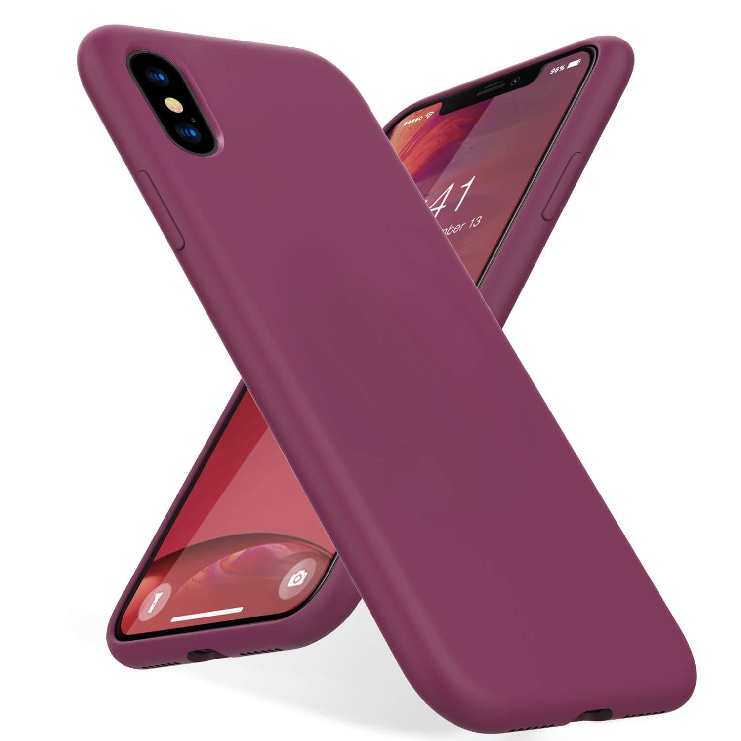 iPhone Xs Max Case, Soft Silicone Gel Rubber Bumper Case Anti-Scratch Microfiber Lining Hard Shell Shockproof Full-Body Protective Case Cover for iPhone Xs Max-WineRed