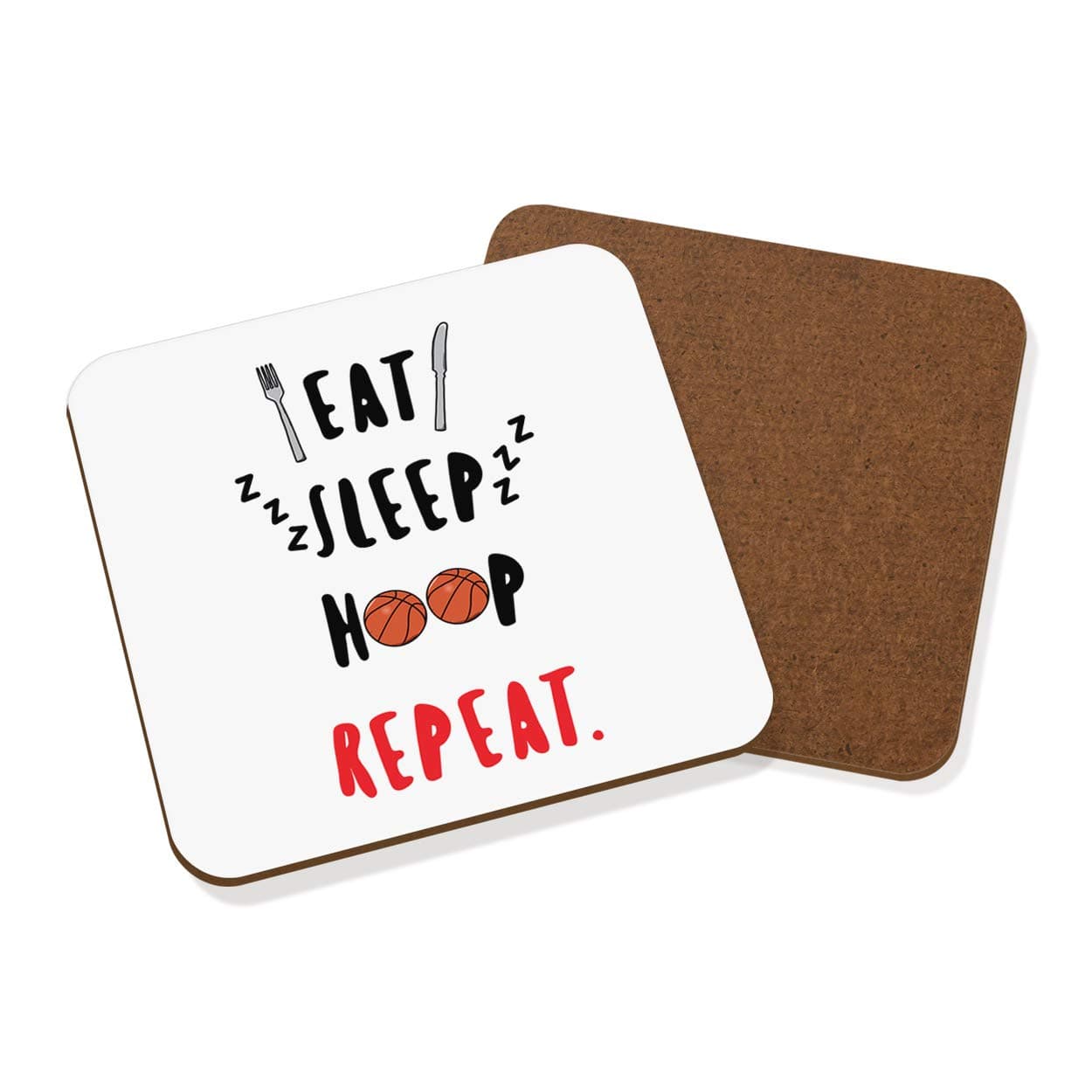 Eat Sleep Hoop Repeat Basketball Coaster Drinks Mat