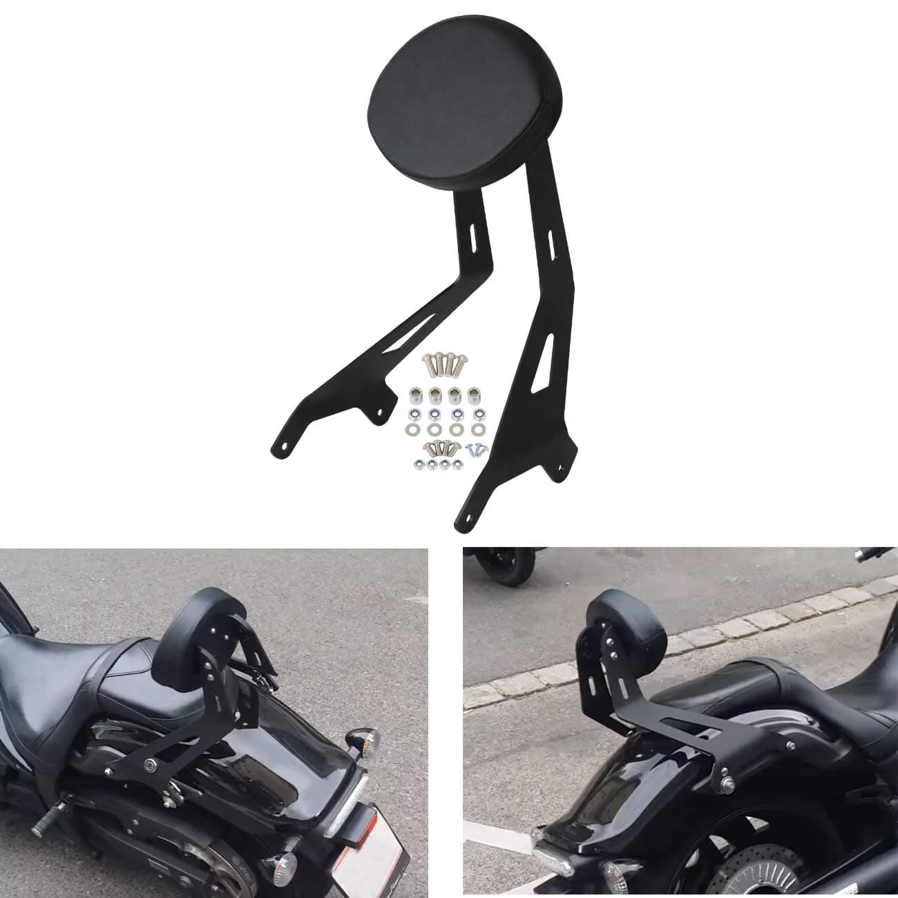 AUFER Fixed Mount Short Black BACKREST Sissy Bar Upright & Custom PAD for Yamaha Star Stryker 2011-2017 27D-F84A0-S0-00