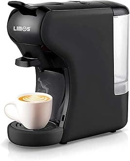 Limos 3-in-1 Capsule Coffee Machine – Compatible with Multiple Capsule Types & Ground Coffee | 19-Bar Pressure | 600ml Water Tank | Fast Heating | Compact Espresso Maker for Home & Office