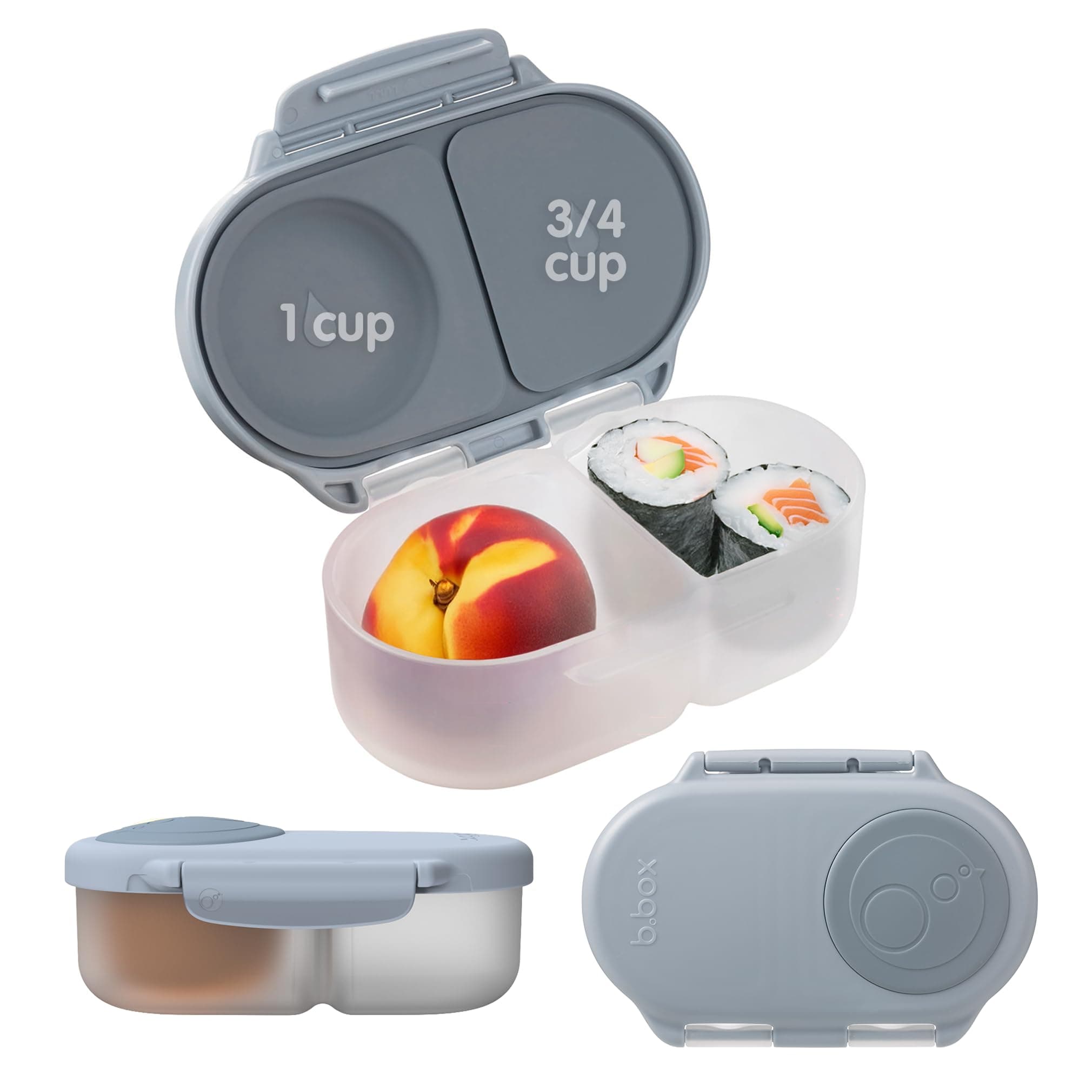 b.box Small Bento Snackbox for Lunch, Reusable Snack Container for Kids, School & Travel, Leak Proof, BPA Free, Dishwasher Safe, 4 Months+ (Pastel Blue, 350ml)