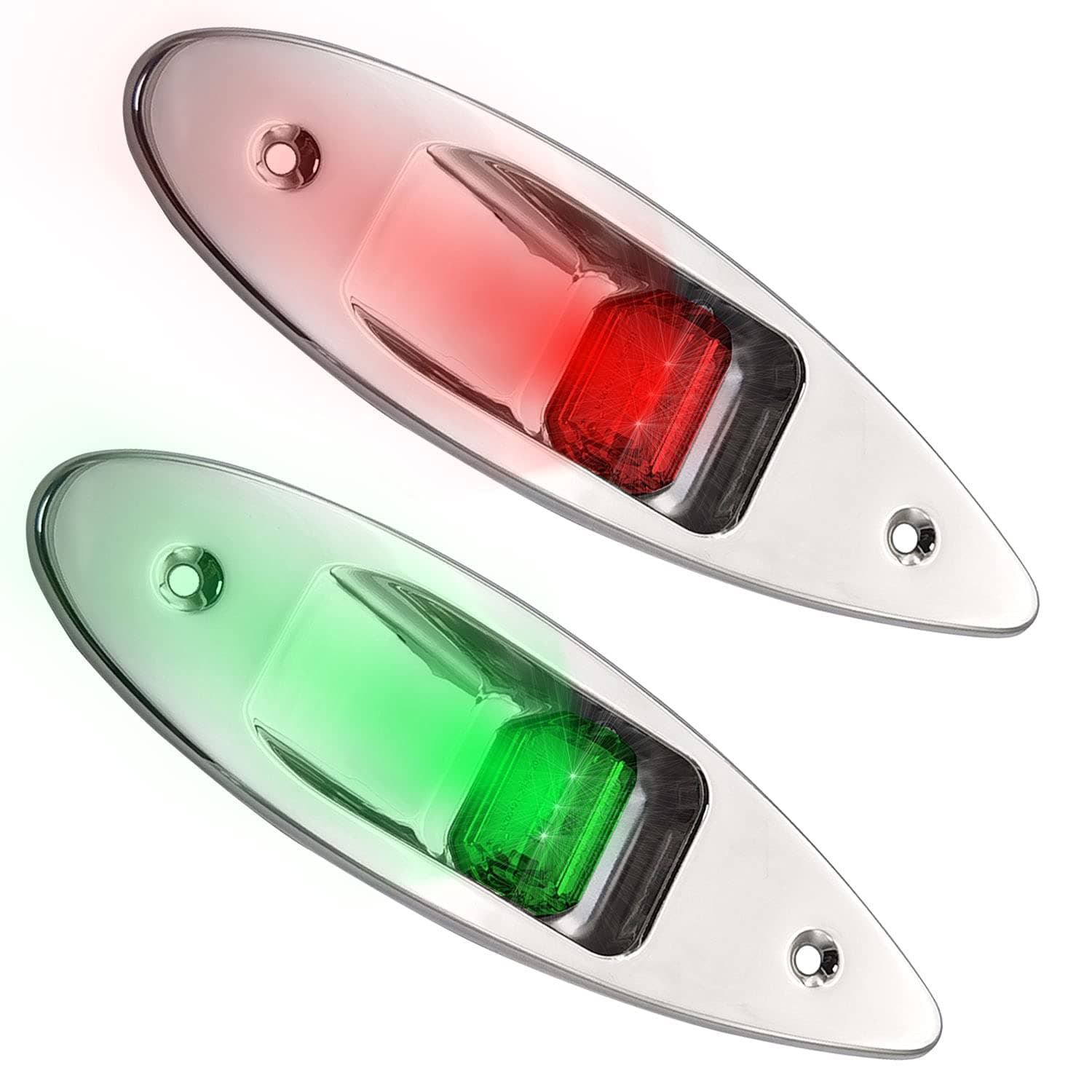 12V LED Navigation Boat Lights Teardrop Type Side Bow Light Waterproof Stainless Steel Shell Marine Boat Yacht Sailing Signal Warning Light visibility 2NM