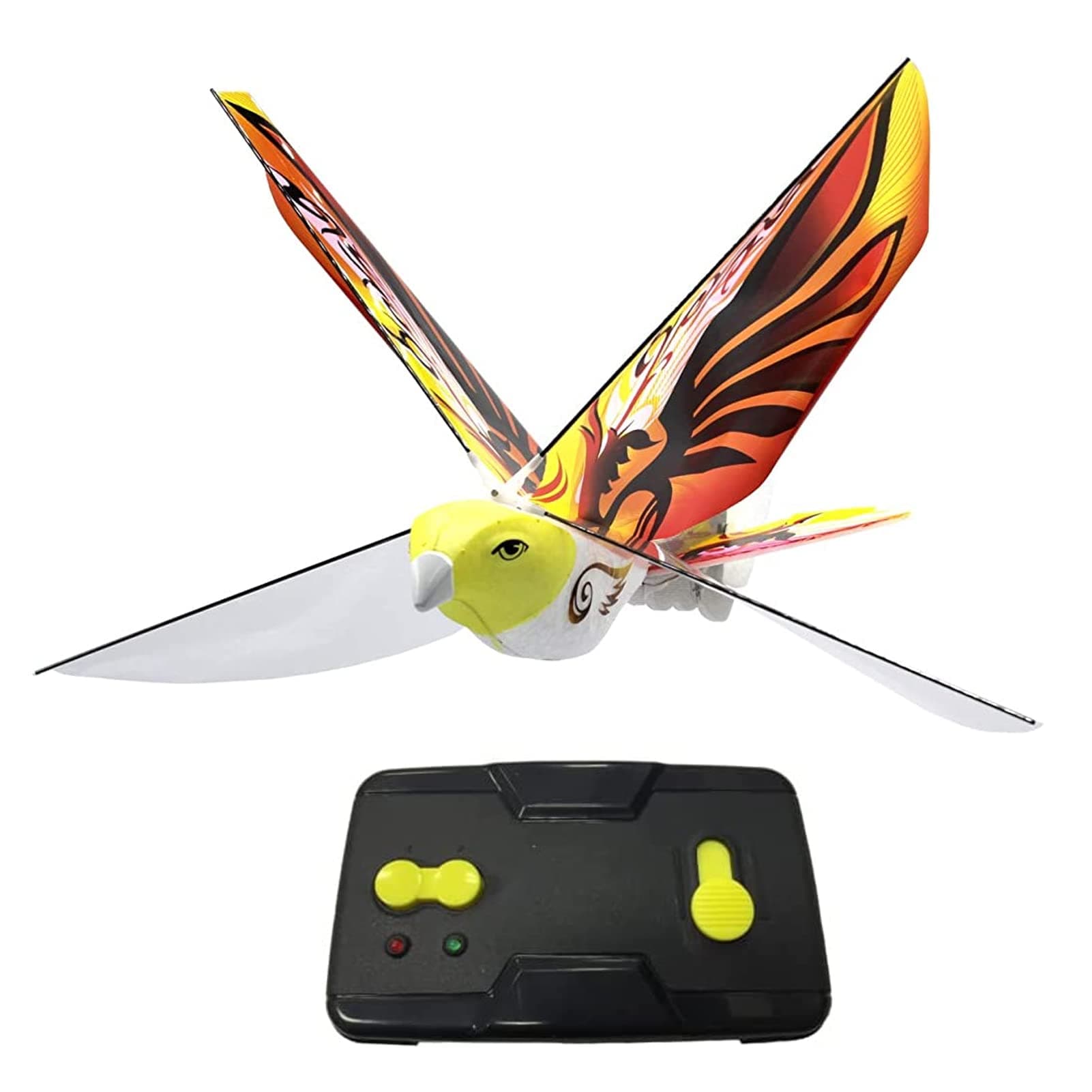 Goolsky RC E-Bird Phoenix Flying Bird Toy, 2.4GHz Remote Control, Flapping Wings, LED Light, Yellow, Unisex, Ages 6+