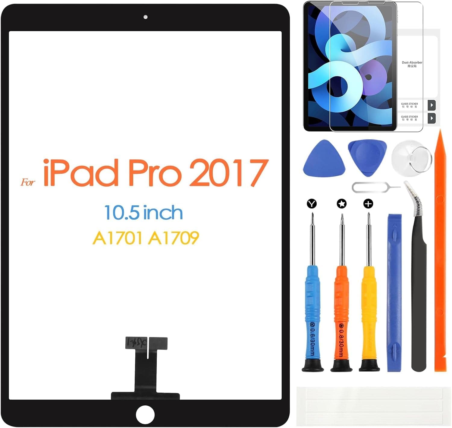 Screen Replacement for iPad Pro 10.5 2017 Touch Screen for iPad Air 3 Touchscreen Digitizer for iPad A1701,A1709,A2153,A2123 Glass with Repair Tools (Black,Without Home Button,Not LCD)